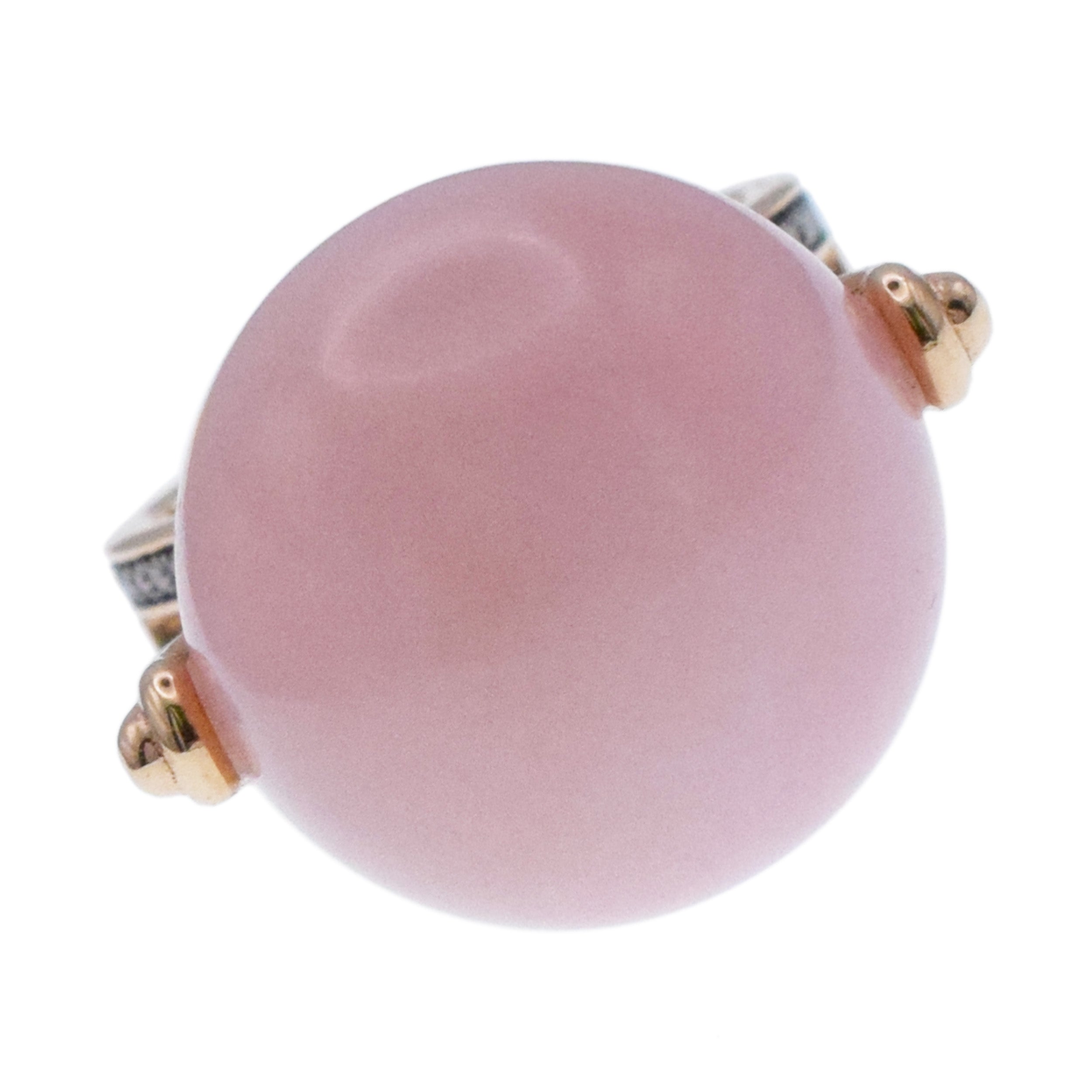 Hermes Chandra Pink Opal Ball And Diamond Ring In 18k Rose Gold