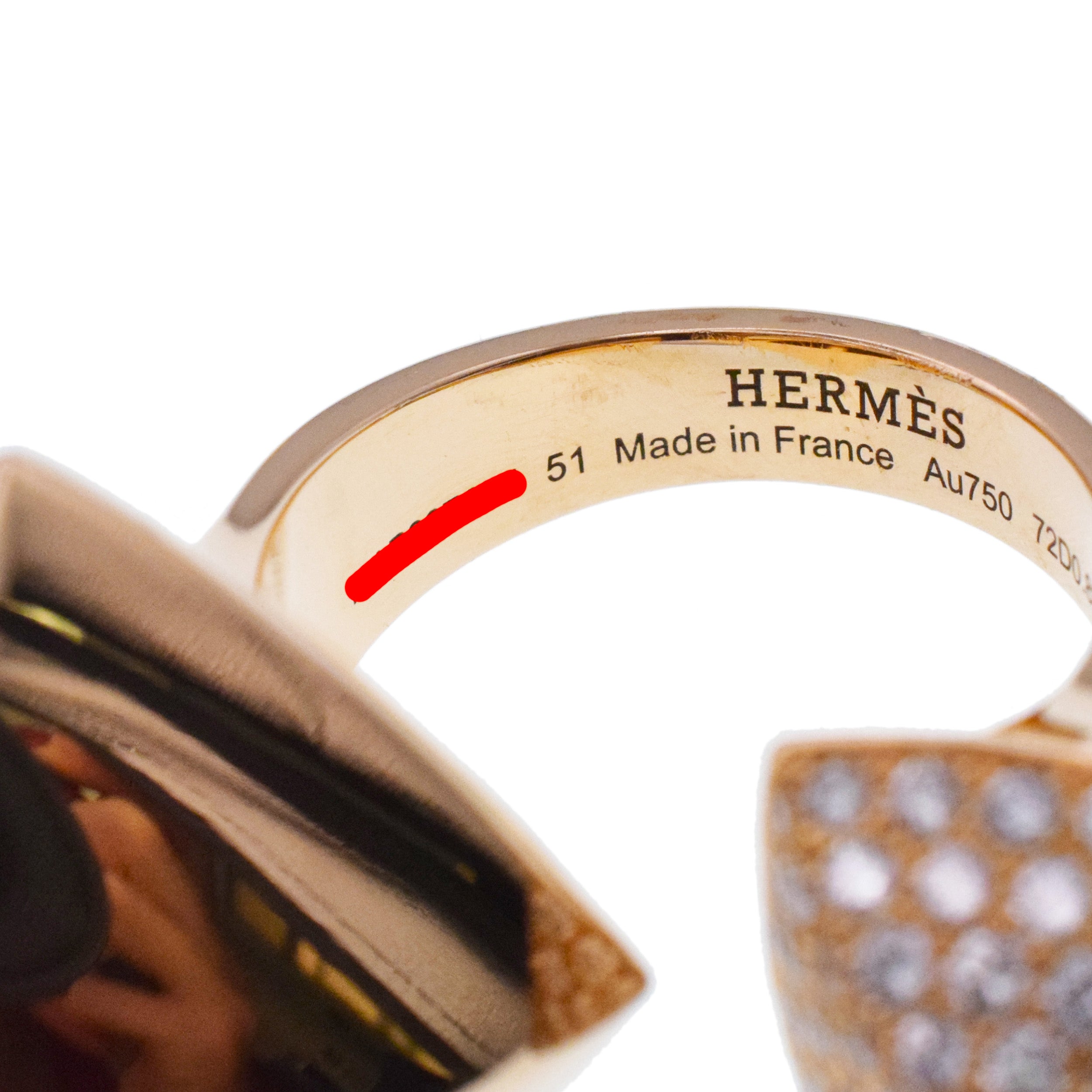Hermes ' Collier De Chiens ' Double Pyramid Ring In 18k Rose Gold