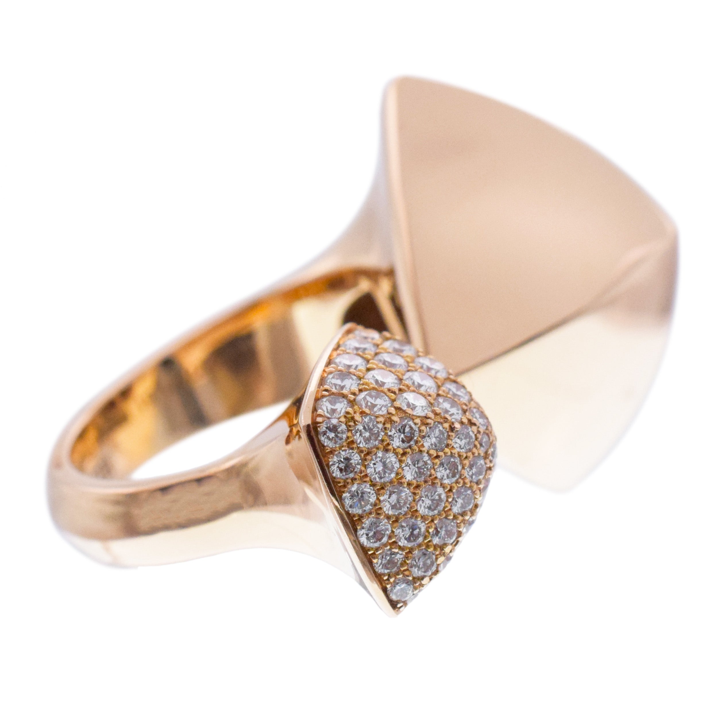 Hermes ' Collier De Chiens ' Double Pyramid Ring In 18k Rose Gold