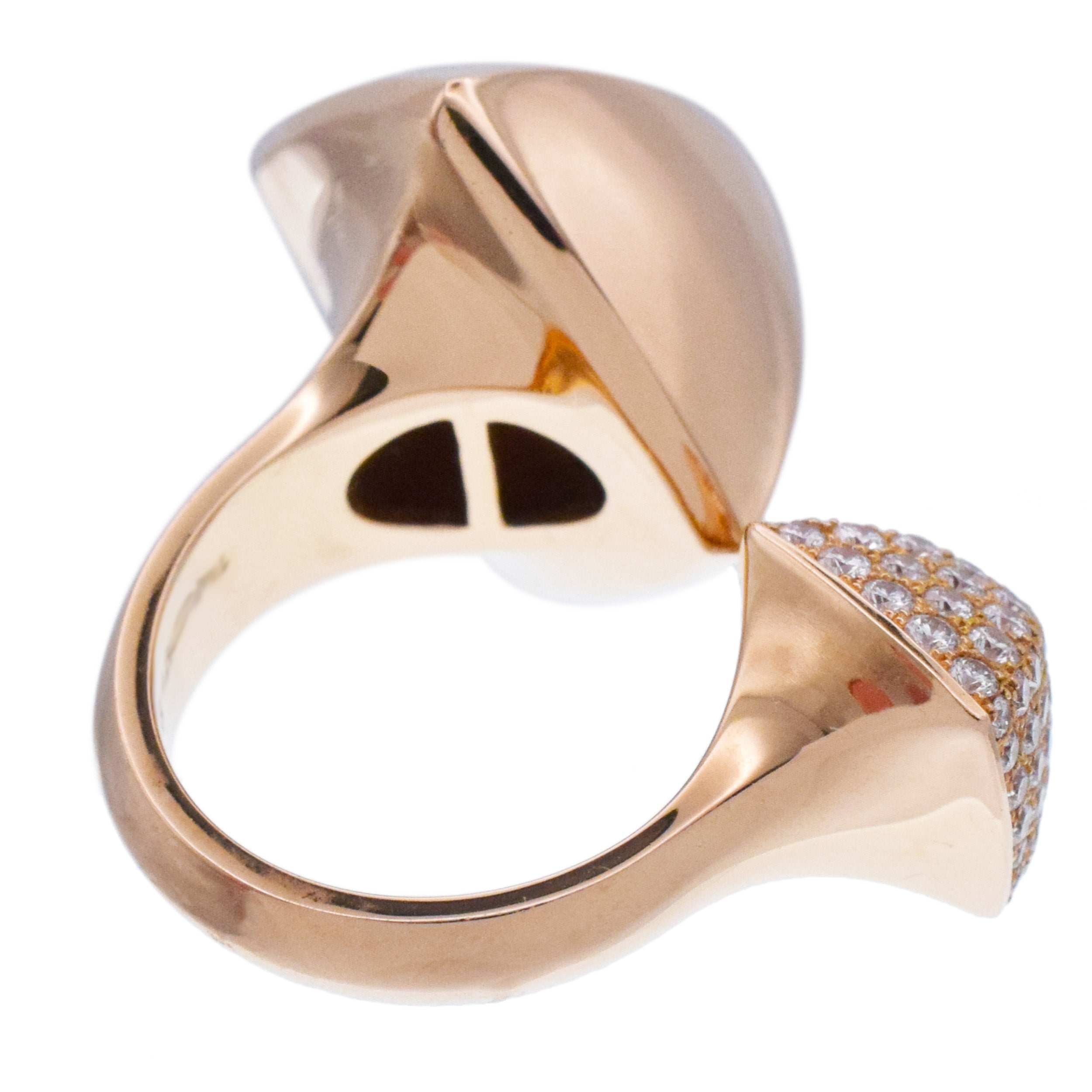 Hermes ' Collier De Chiens ' Double Pyramid Ring In 18k Rose Gold
