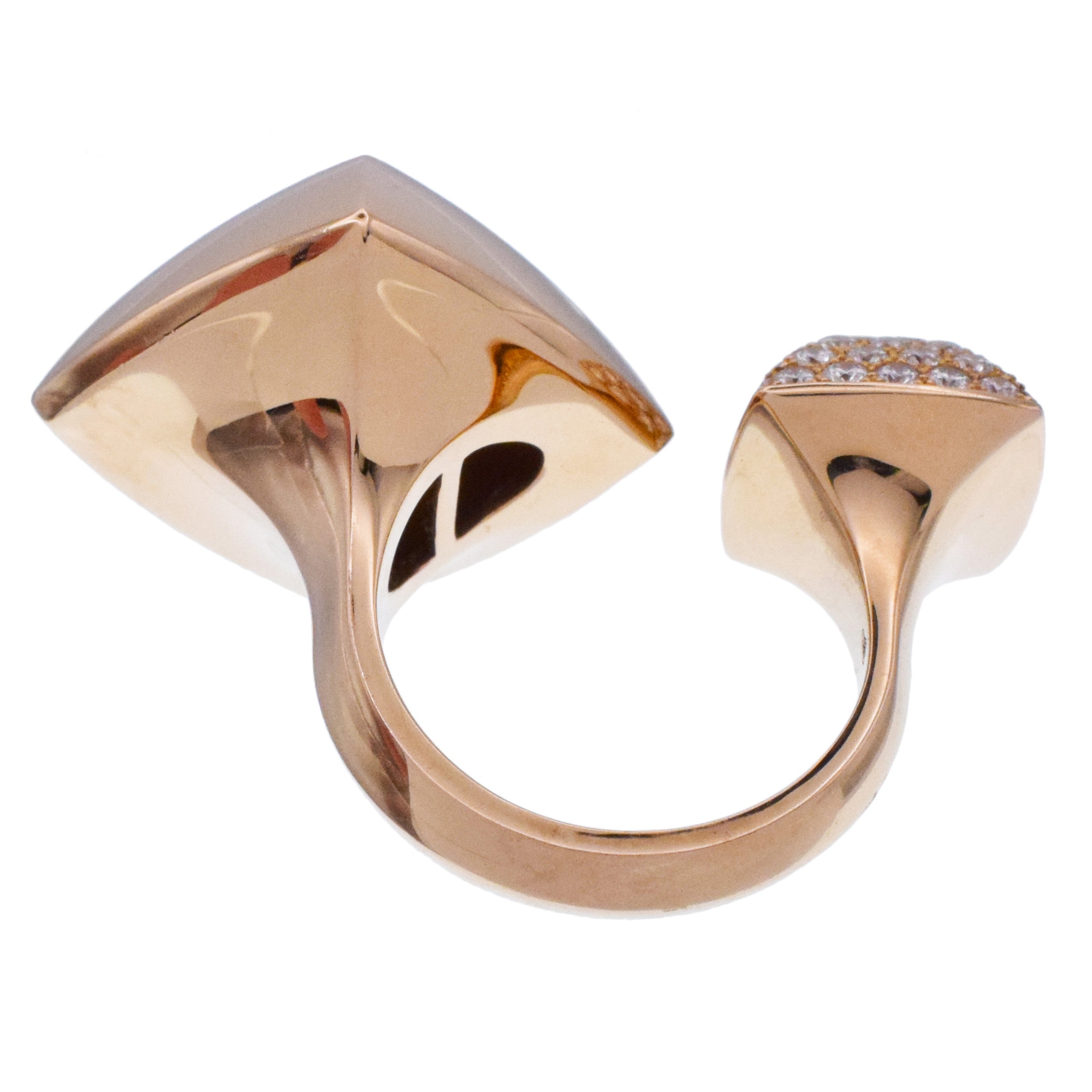 Hermes ' Collier De Chiens ' Double Pyramid Ring In 18k Rose Gold