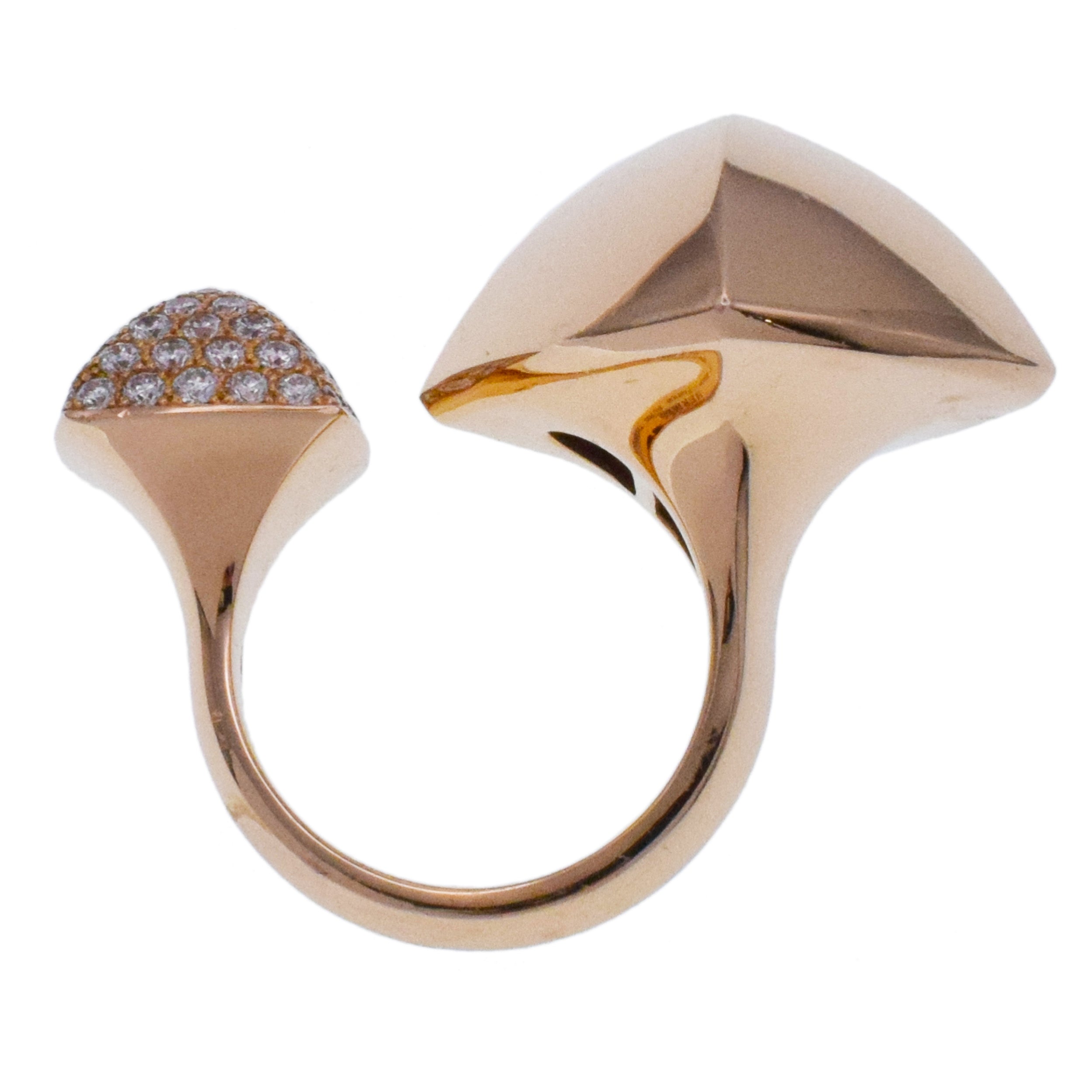 Hermes ' Collier De Chiens ' Double Pyramid Ring In 18k Rose Gold
