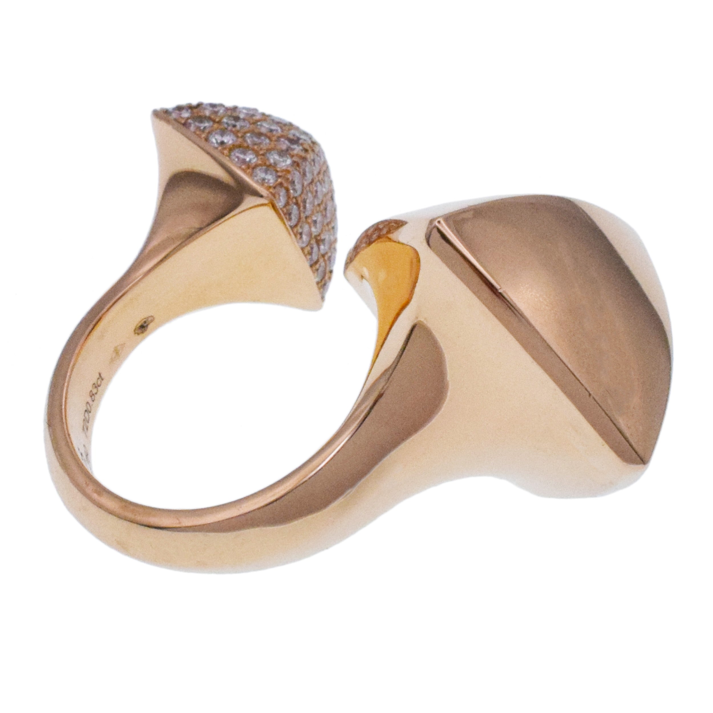 Hermes ' Collier De Chiens ' Double Pyramid Ring In 18k Rose Gold