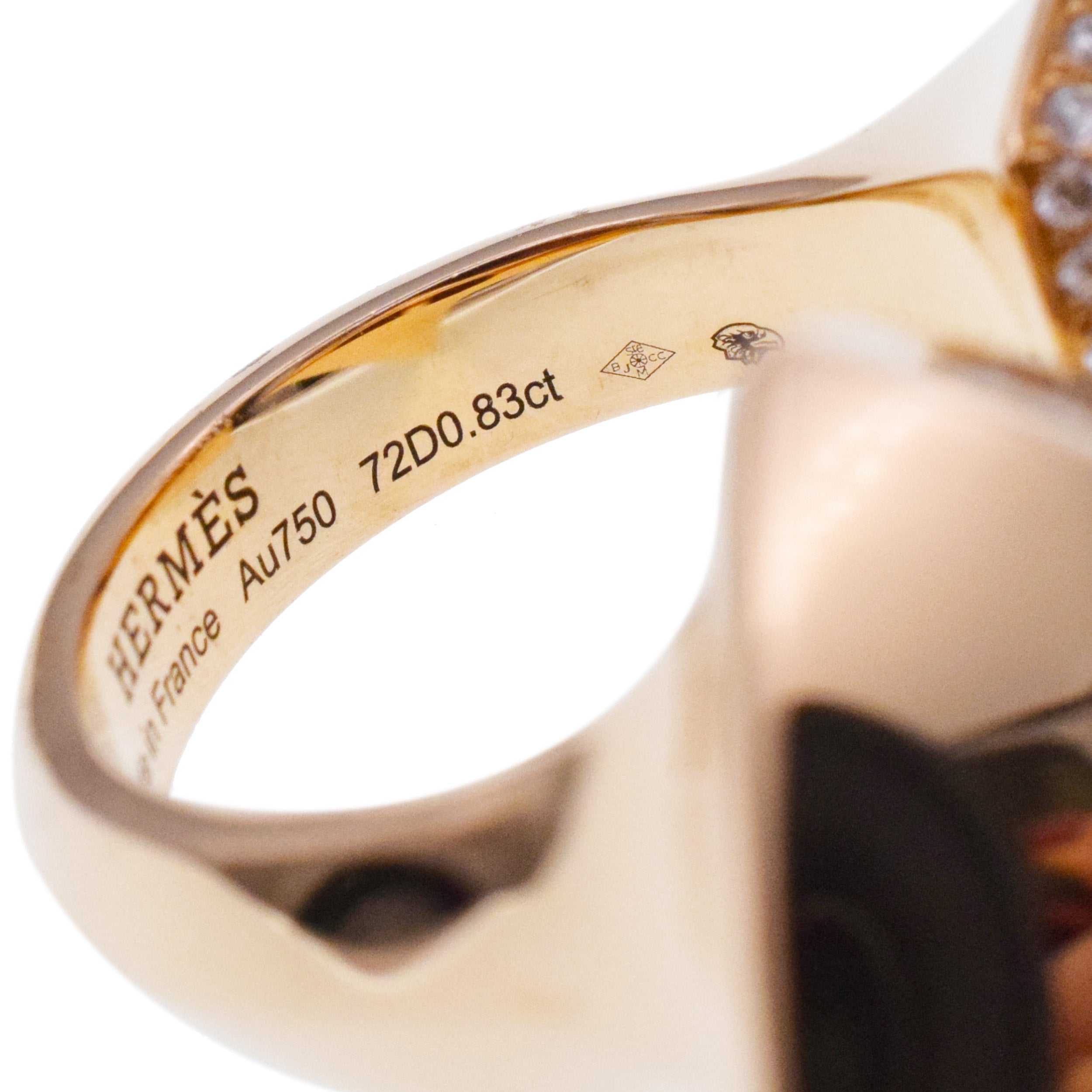 Hermes ' Collier De Chiens ' Double Pyramid Ring In 18k Rose Gold