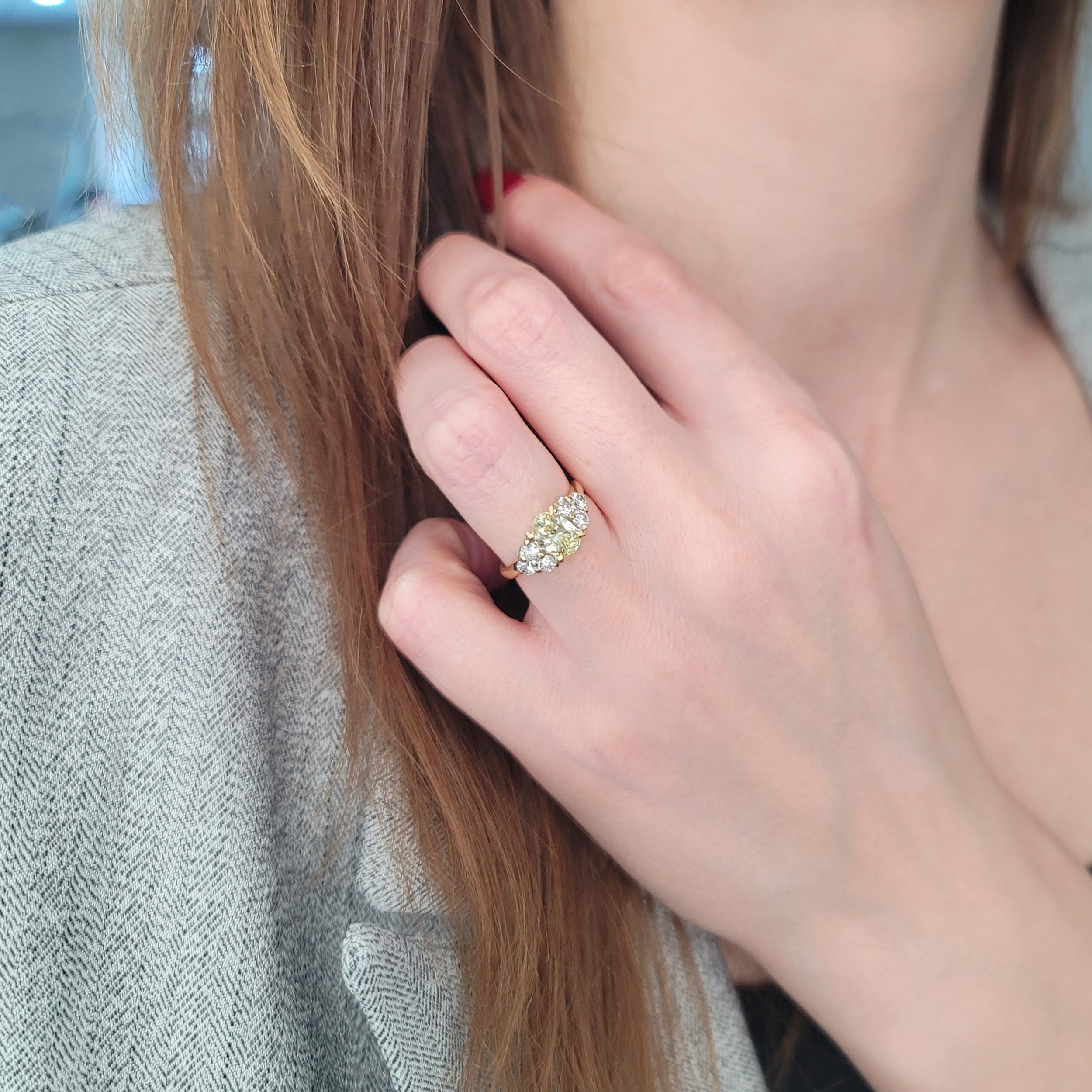 1.05ct Fancy Yellow Oval Diamond Ring In 19k Yellow Gold