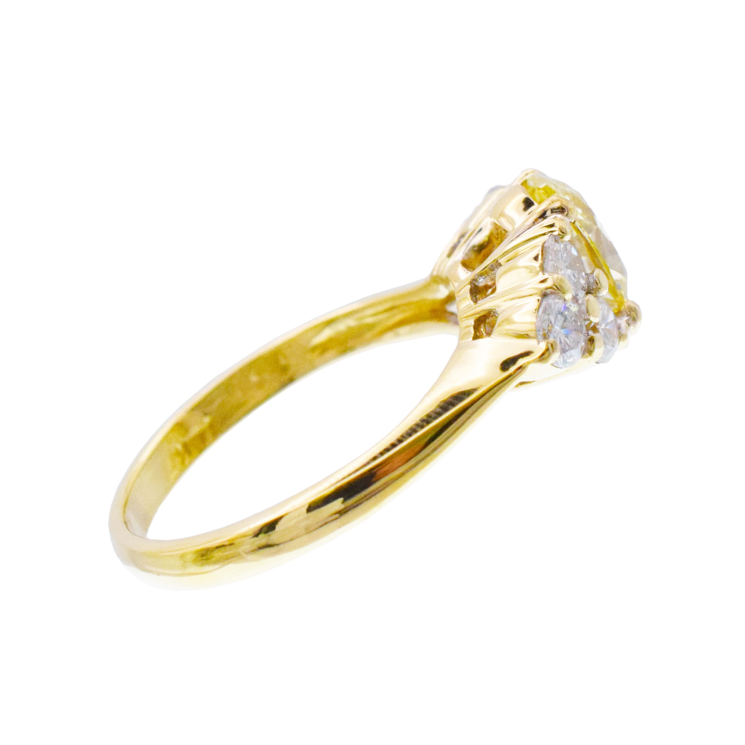 1.05ct Fancy Yellow Oval Diamond Ring In 19k Yellow Gold