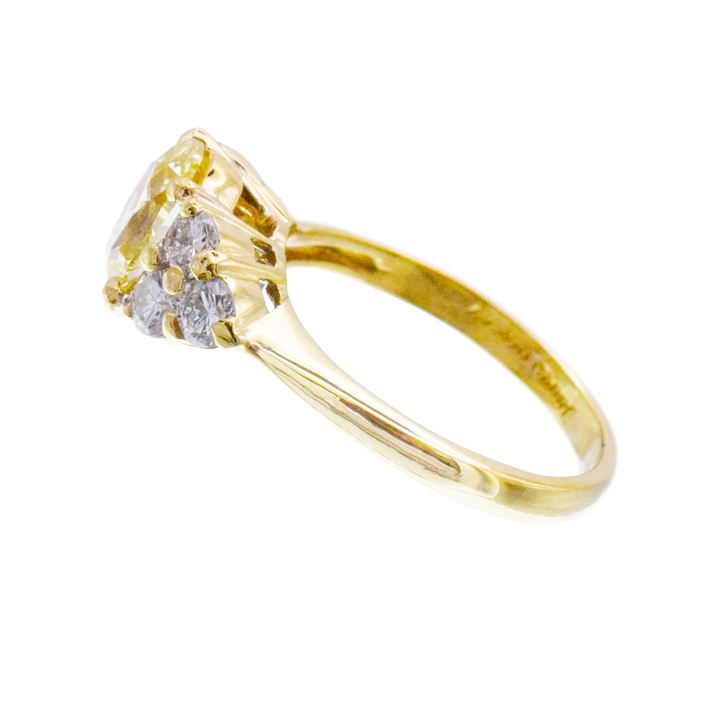 1.05ct Fancy Yellow Oval Diamond Ring In 19k Yellow Gold