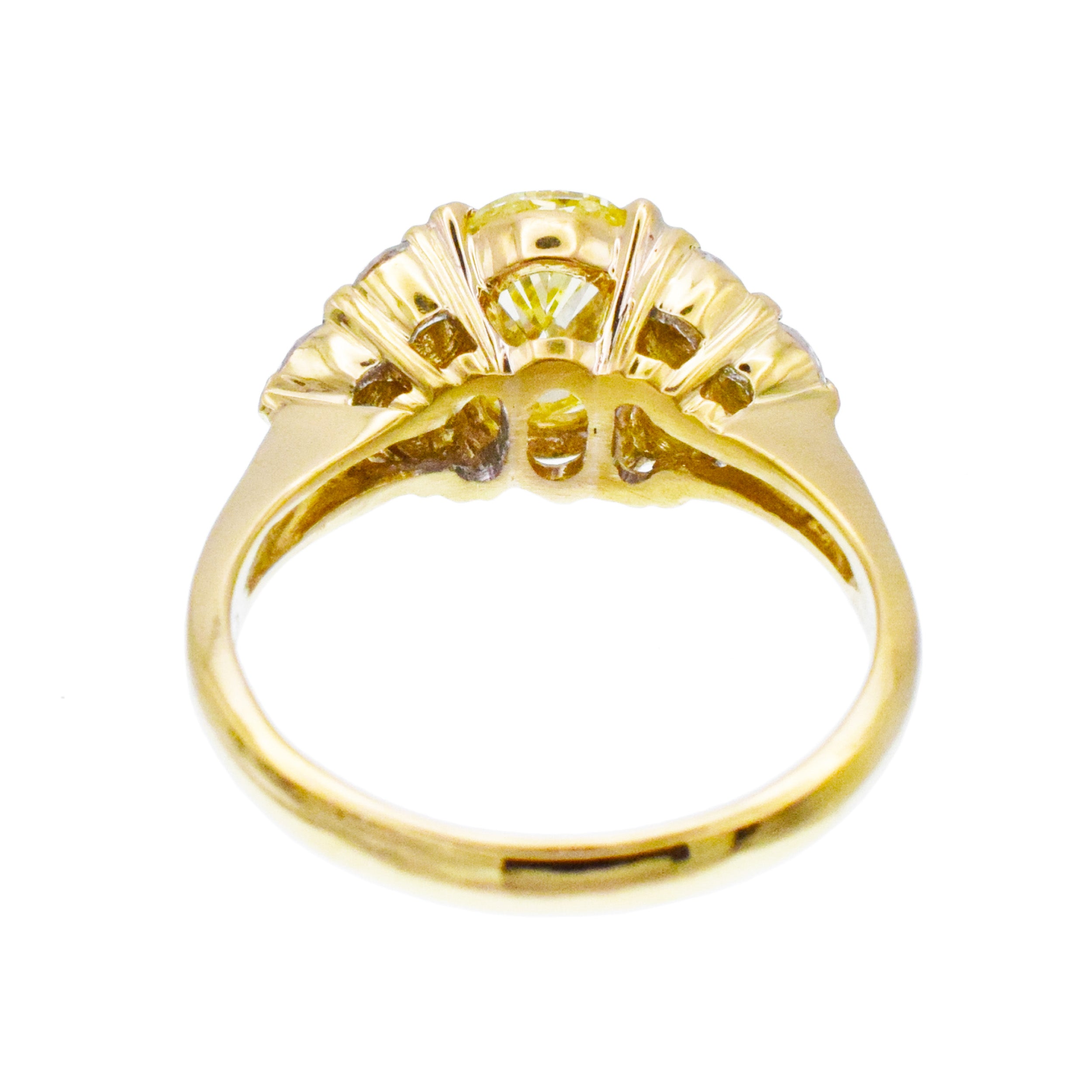 1.05ct Fancy Yellow Oval Diamond Ring In 19k Yellow Gold
