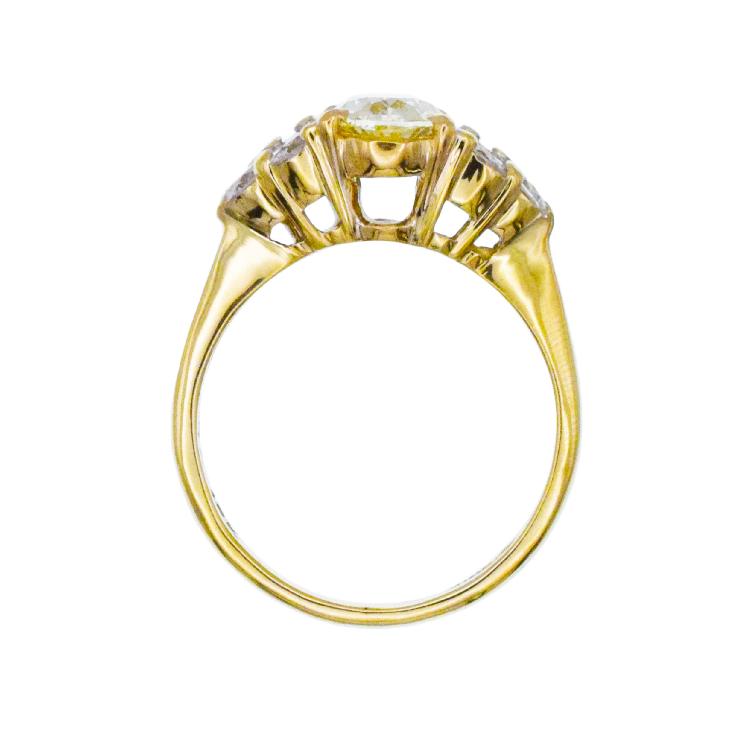 1.05ct Fancy Yellow Oval Diamond Ring In 19k Yellow Gold
