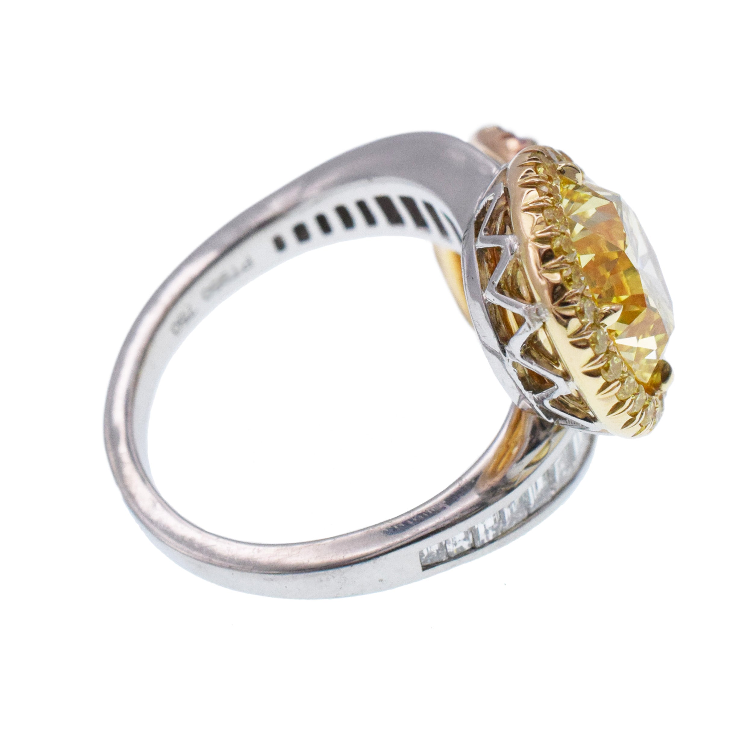 'Toi Et Moi' Vivid Yellow Diamond Ring In Platinum And Gold