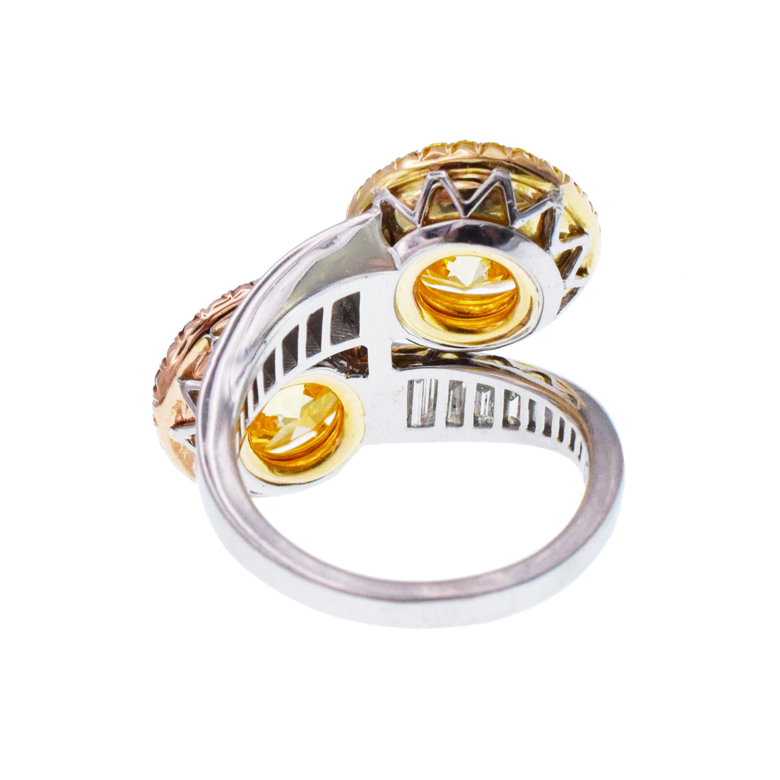 'Toi Et Moi' Vivid Yellow Diamond Ring In Platinum And Gold