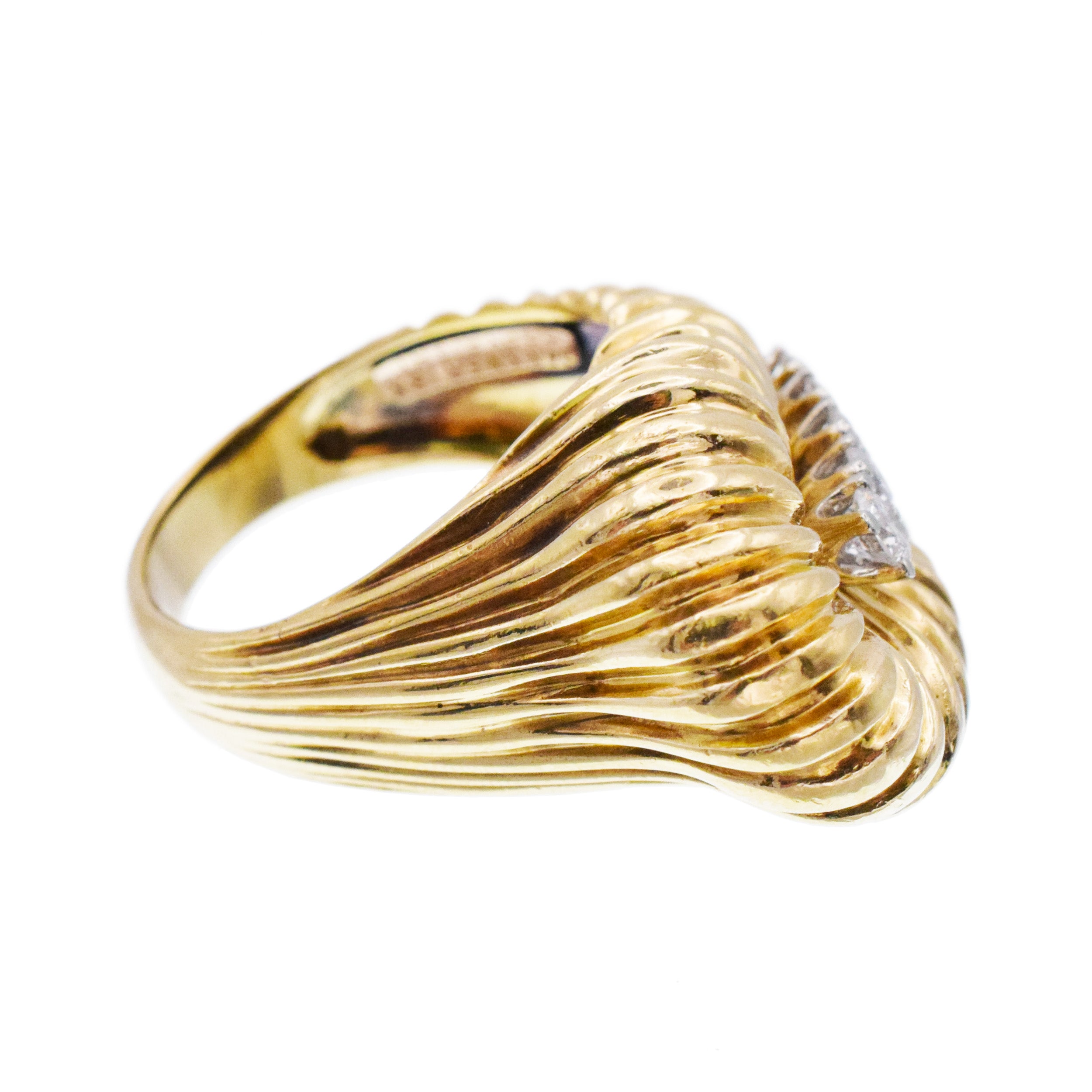 Diamond Leaf Ring In 18k Yellow Gold By Henry Dankner