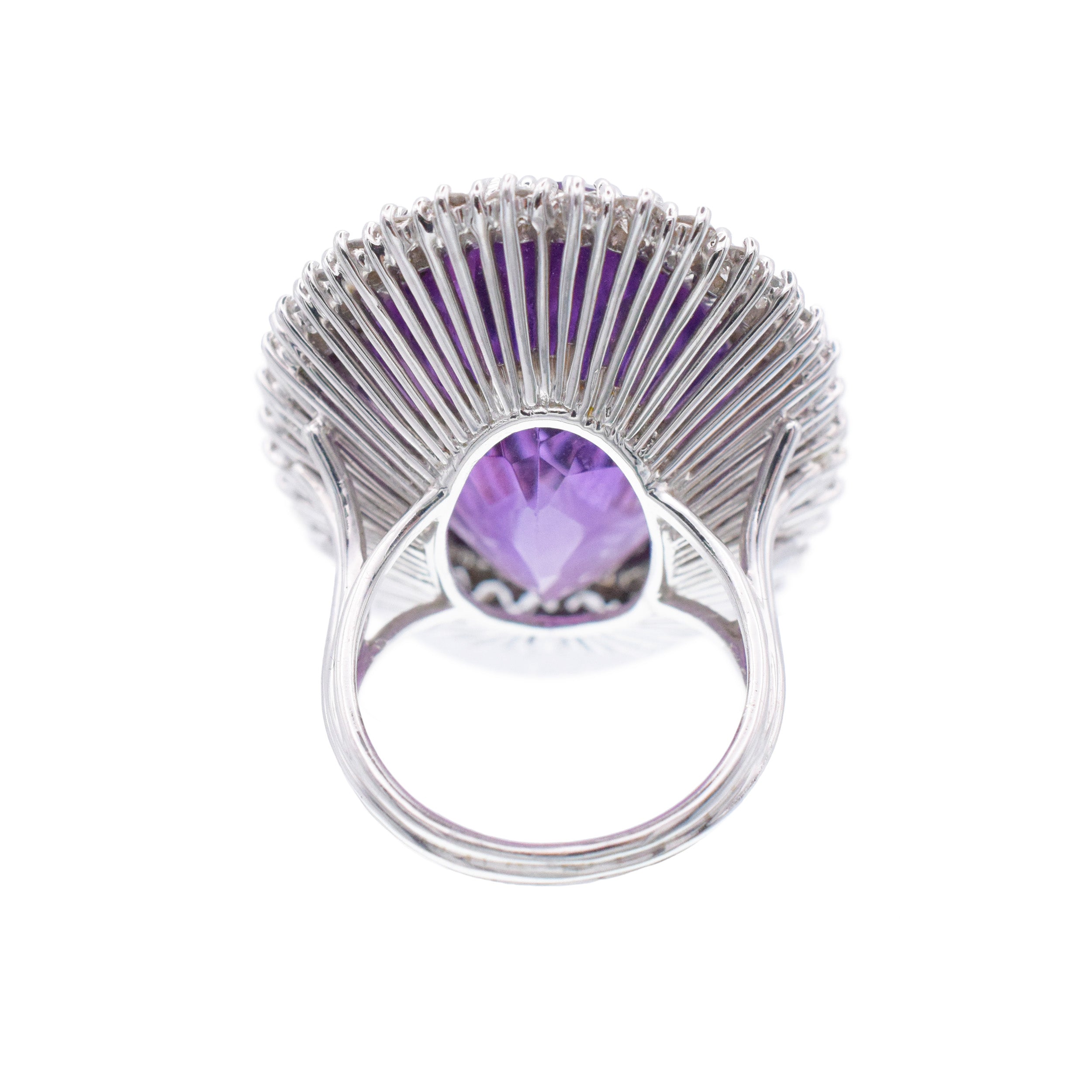 Amethyst And Diamond Cocktail Ring In 18k White Gold