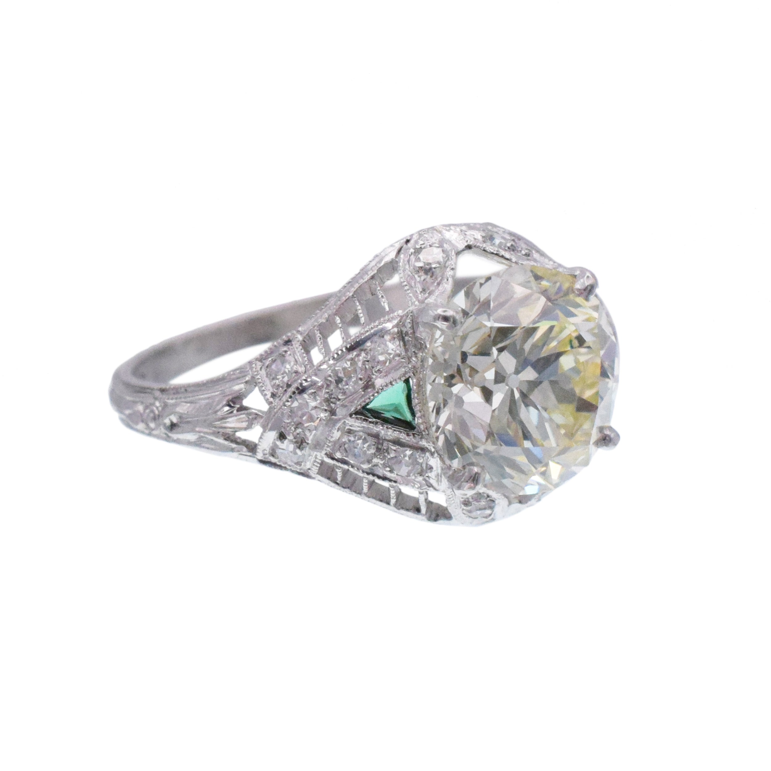 Antique 2.60ct Old European Cut Diamond Ring In Platinum