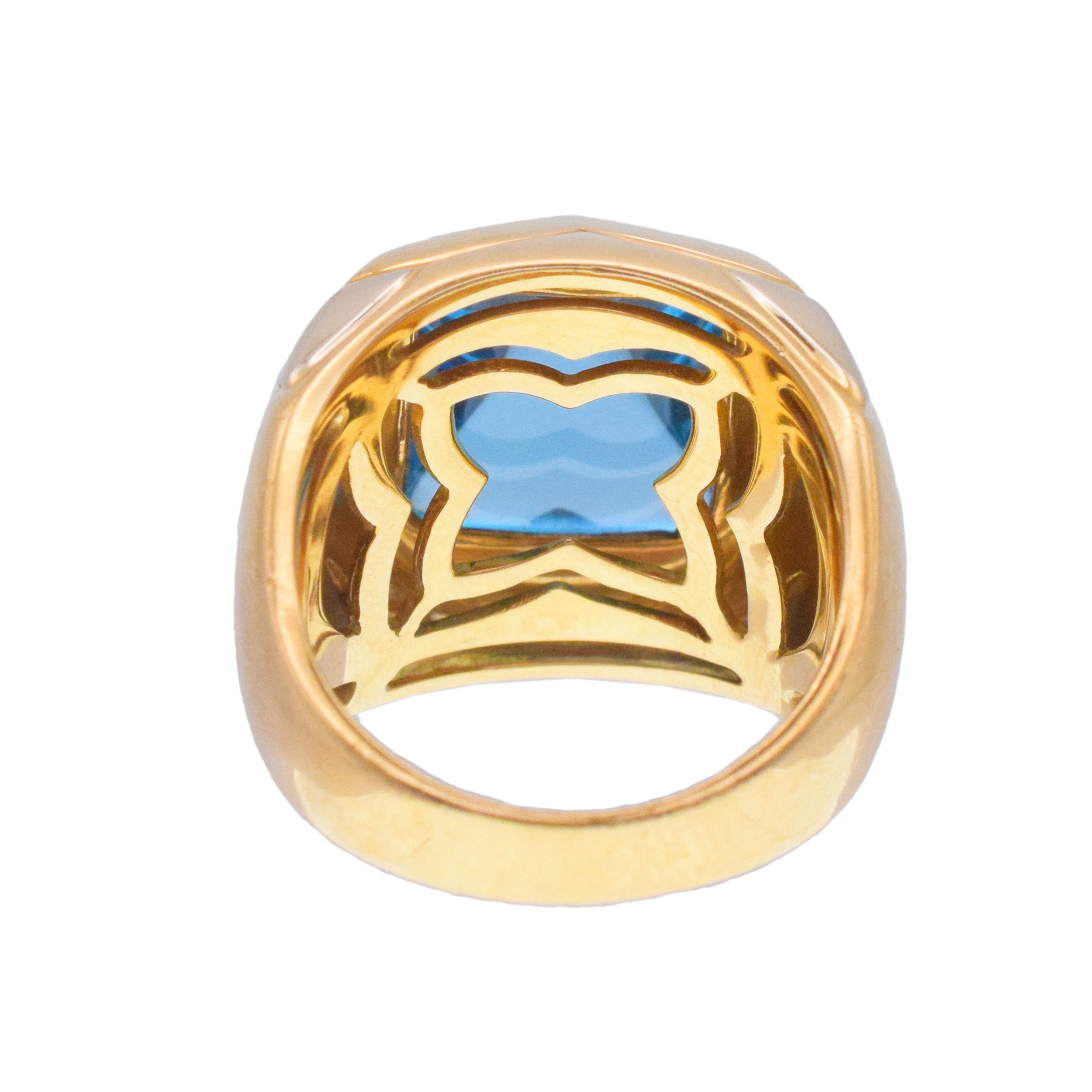 Bulgari Blue Topaz Pyramind Ring In 18k Two-Tone Gold