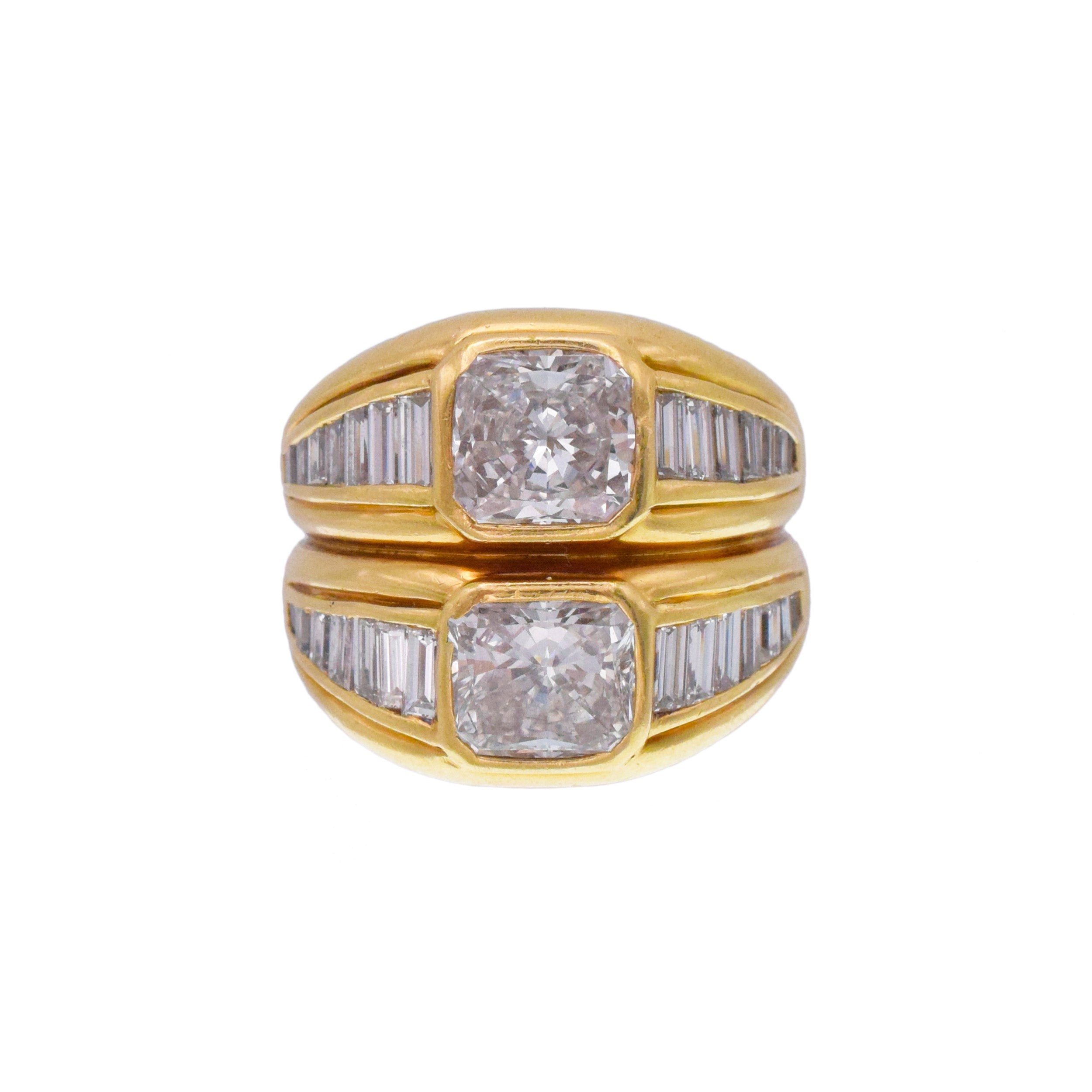 Bulgari Double Diamond Ring In 18k Yellow Gold