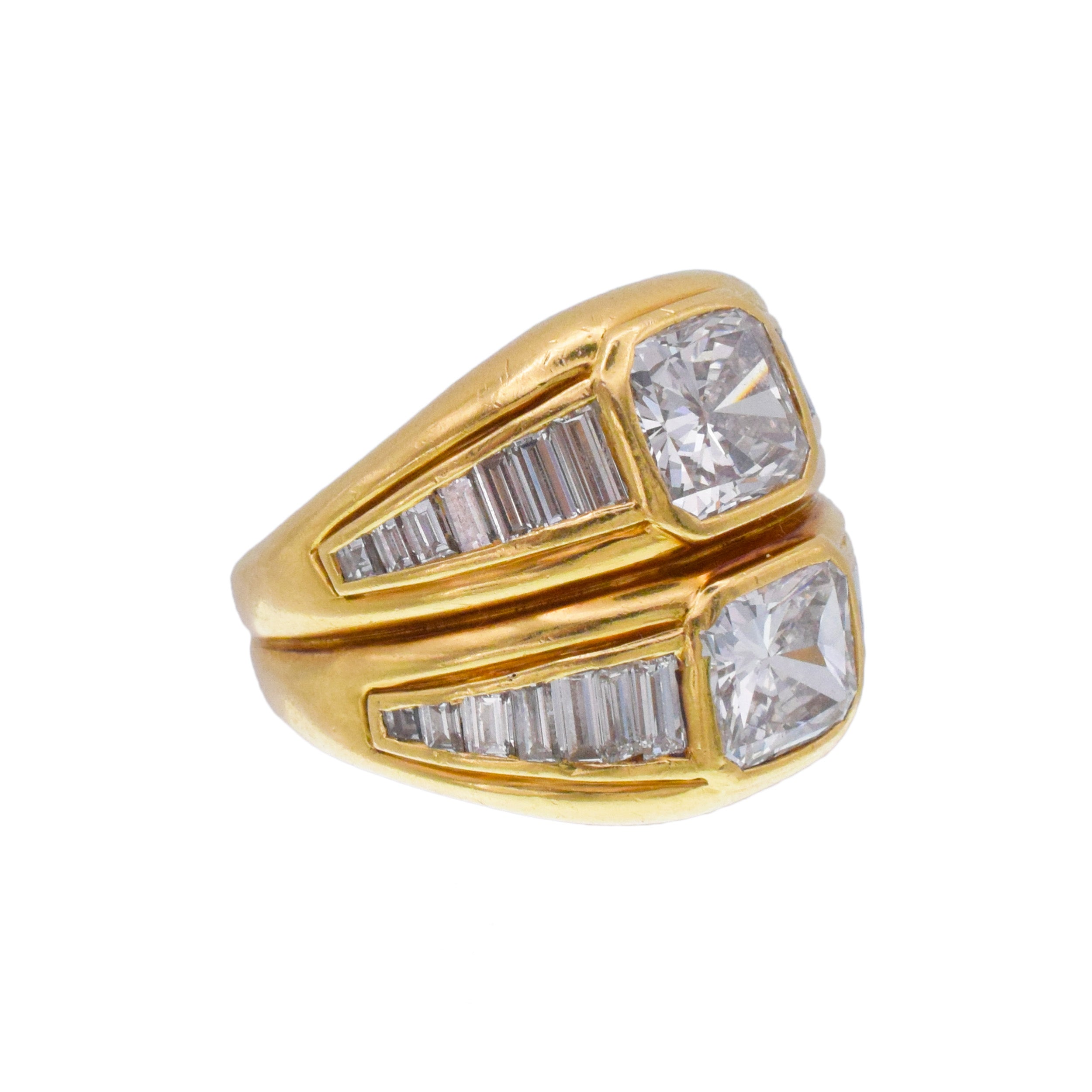 Bulgari Double Diamond Ring In 18k Yellow Gold