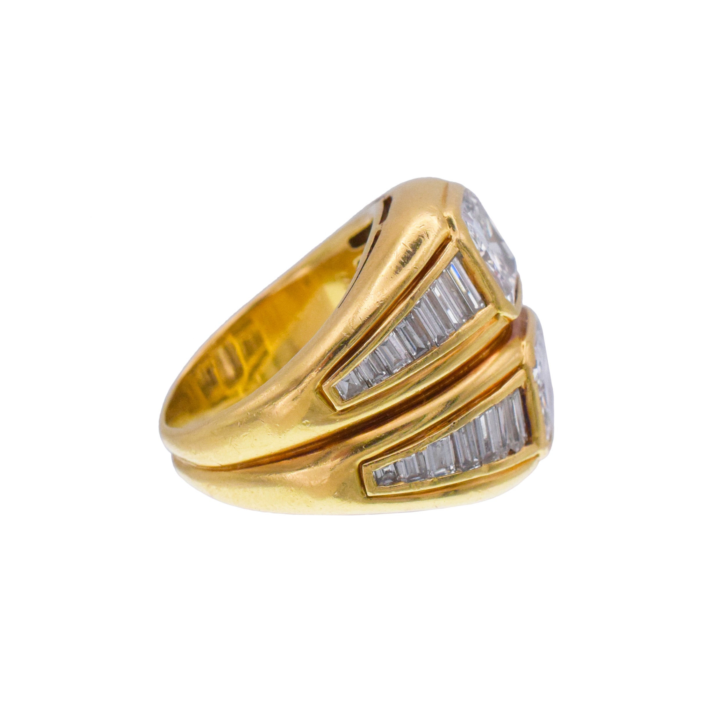 Bulgari Double Diamond Ring In 18k Yellow Gold