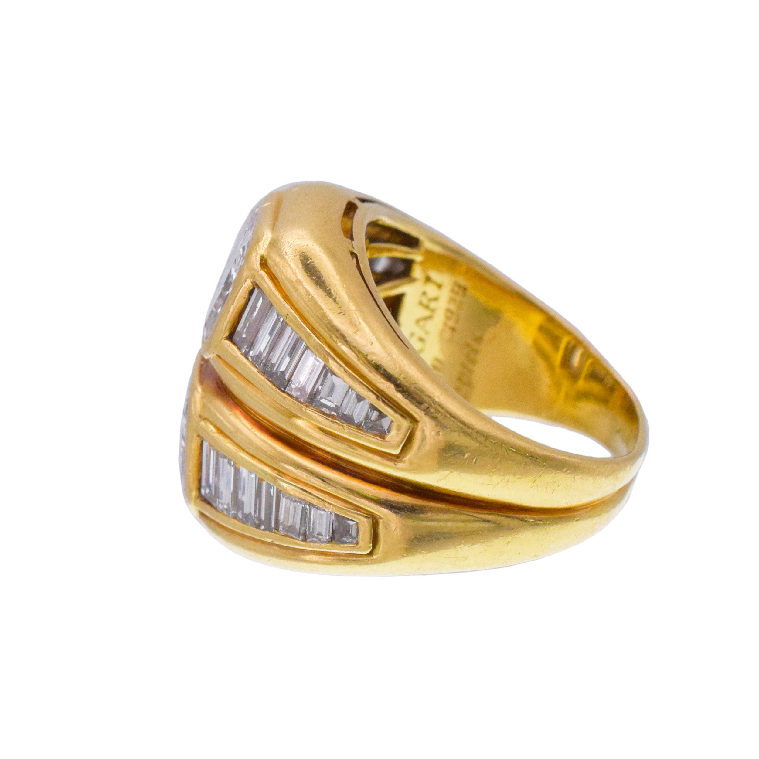 Bulgari Double Diamond Ring In 18k Yellow Gold
