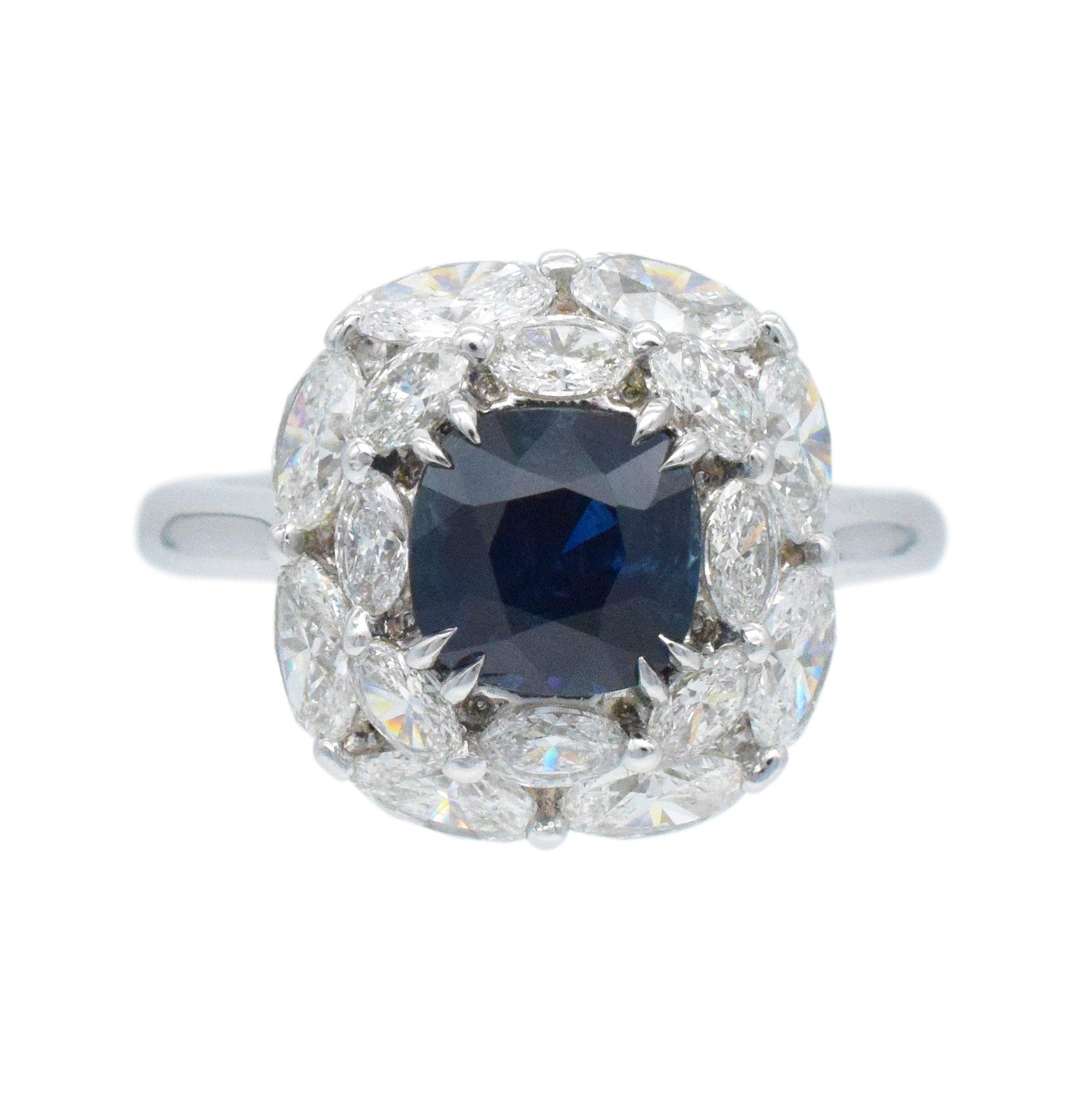 2.11ct Burma No Heat Sapphire And 2.62ct Diamond Ring In Platinum