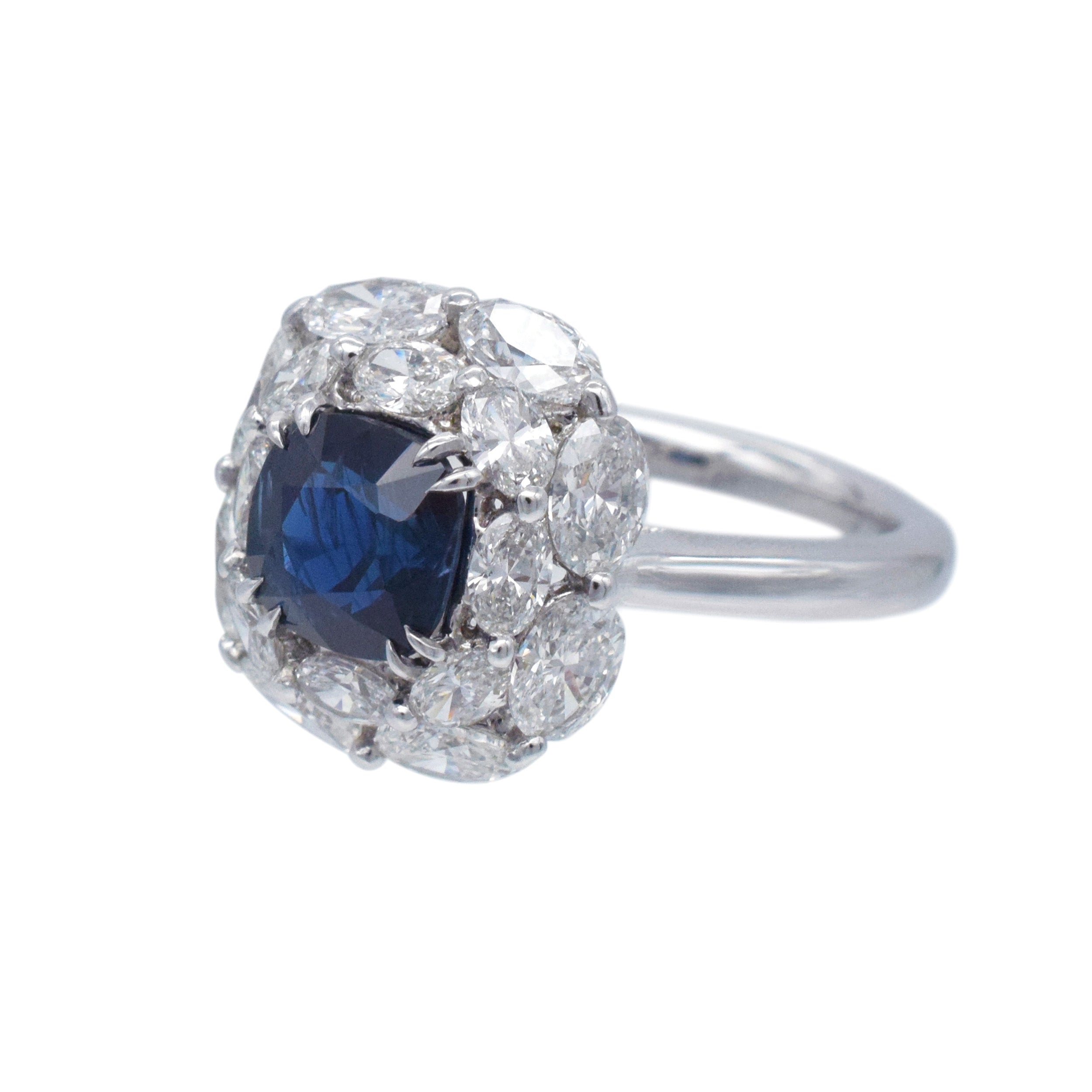 2.11ct Burma No Heat Sapphire And 2.62ct Diamond Ring In Platinum