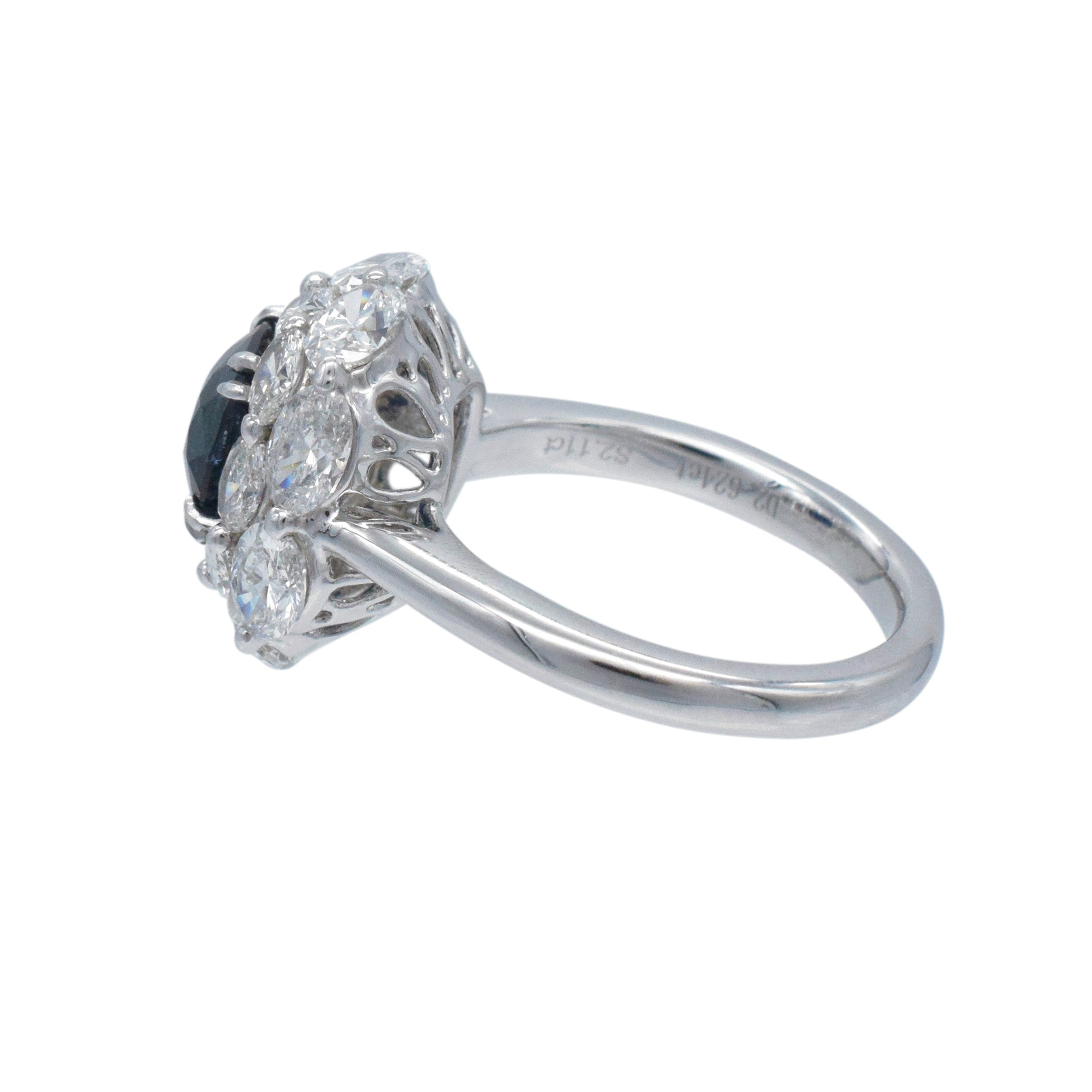 2.11ct Burma No Heat Sapphire And 2.62ct Diamond Ring In Platinum