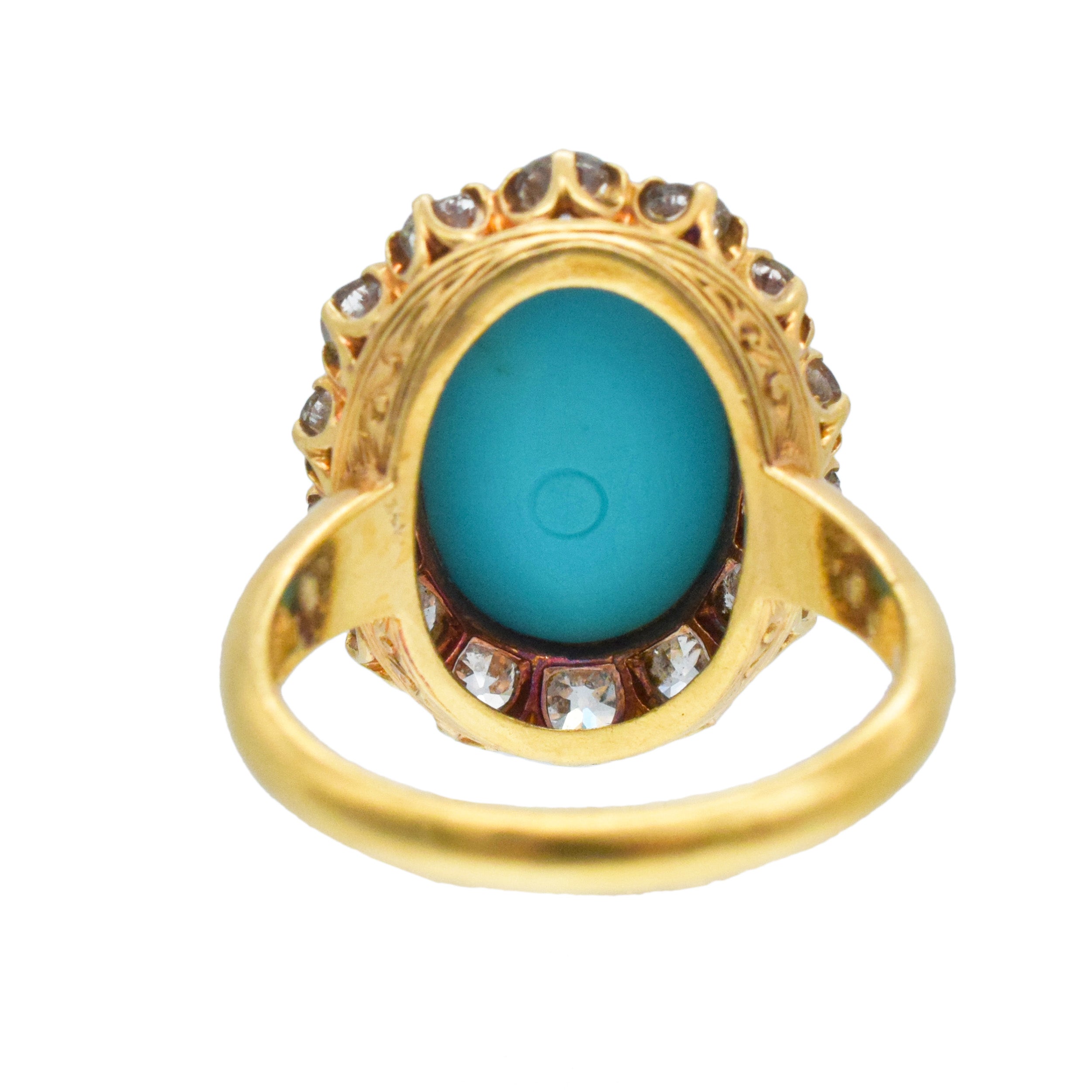 Tiffany & Co. Turquoise And Diamond Halo Ring In 18k Yellow Gold