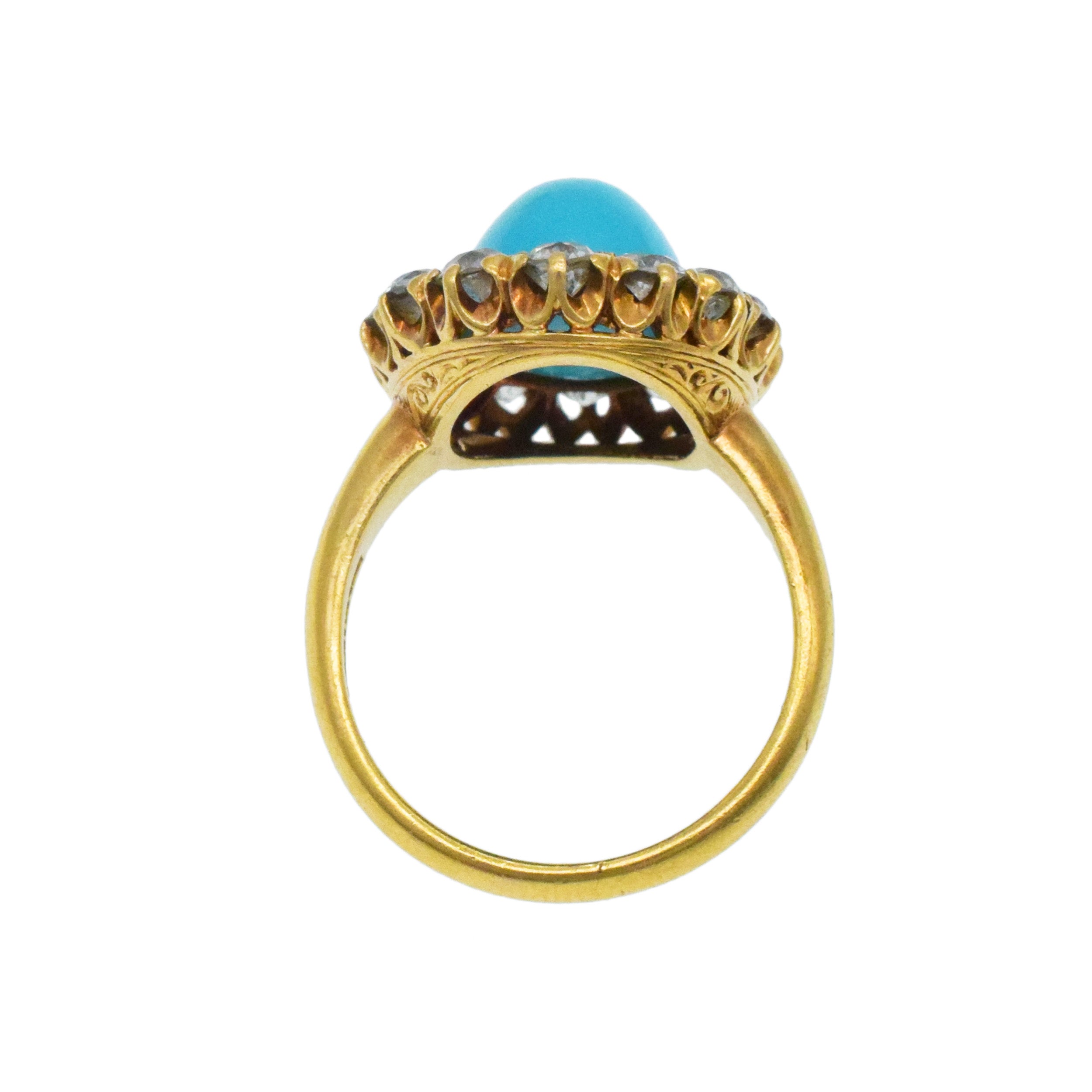 Tiffany & Co. Turquoise And Diamond Halo Ring In 18k Yellow Gold