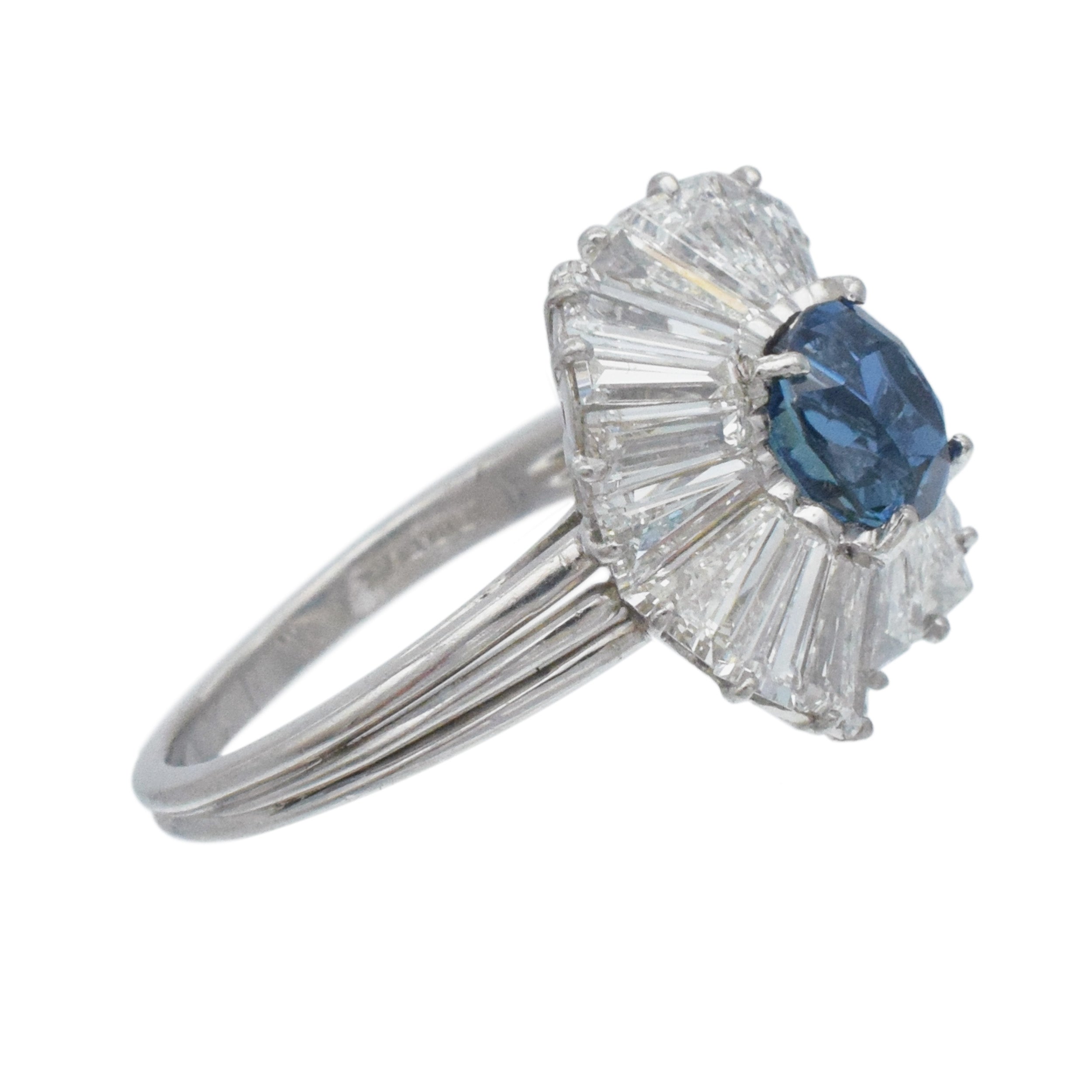 Tiffany & Co. No Heat Sapphire And Diamond Ballerina Ring In Platinum