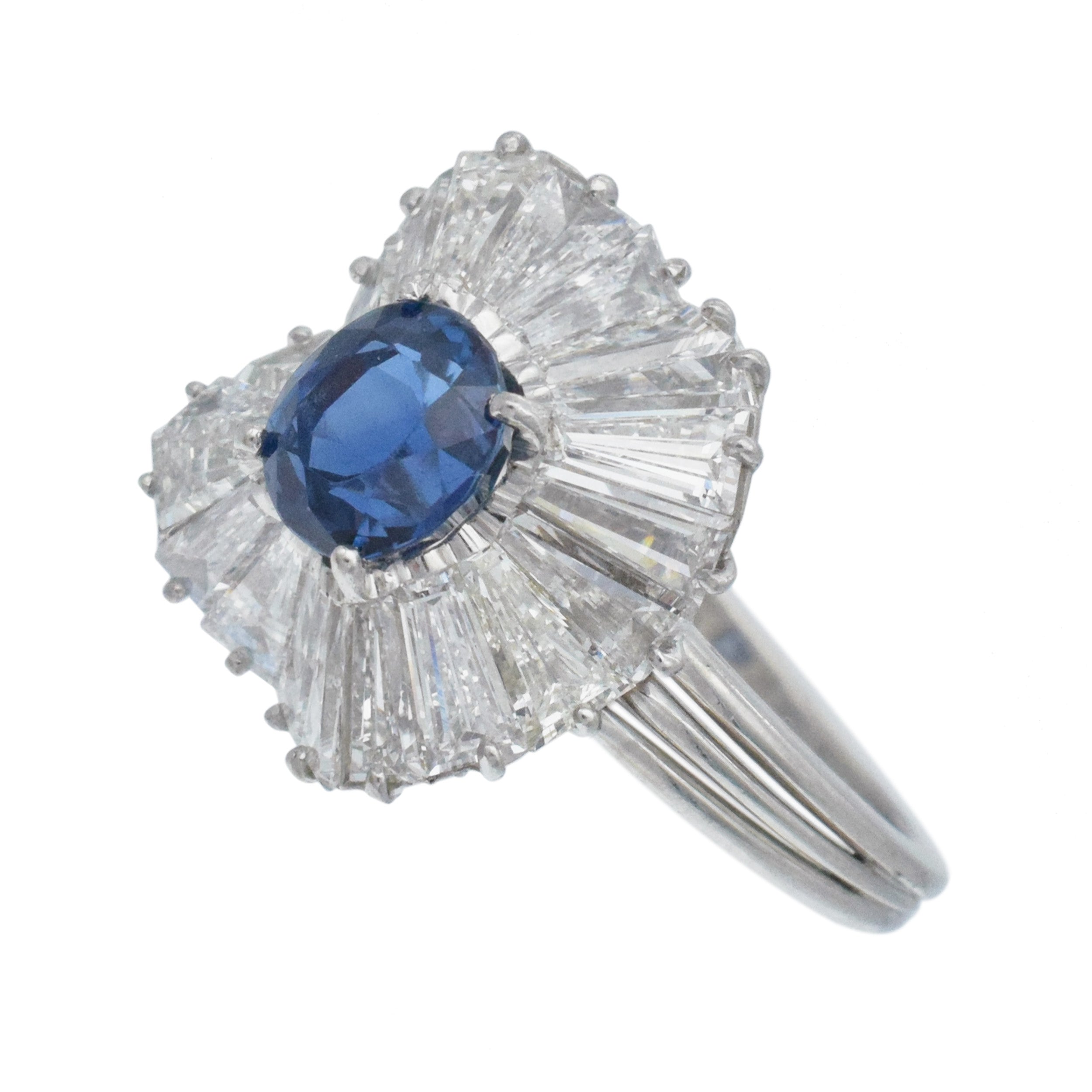 Tiffany & Co. No Heat Sapphire And Diamond Ballerina Ring In Platinum
