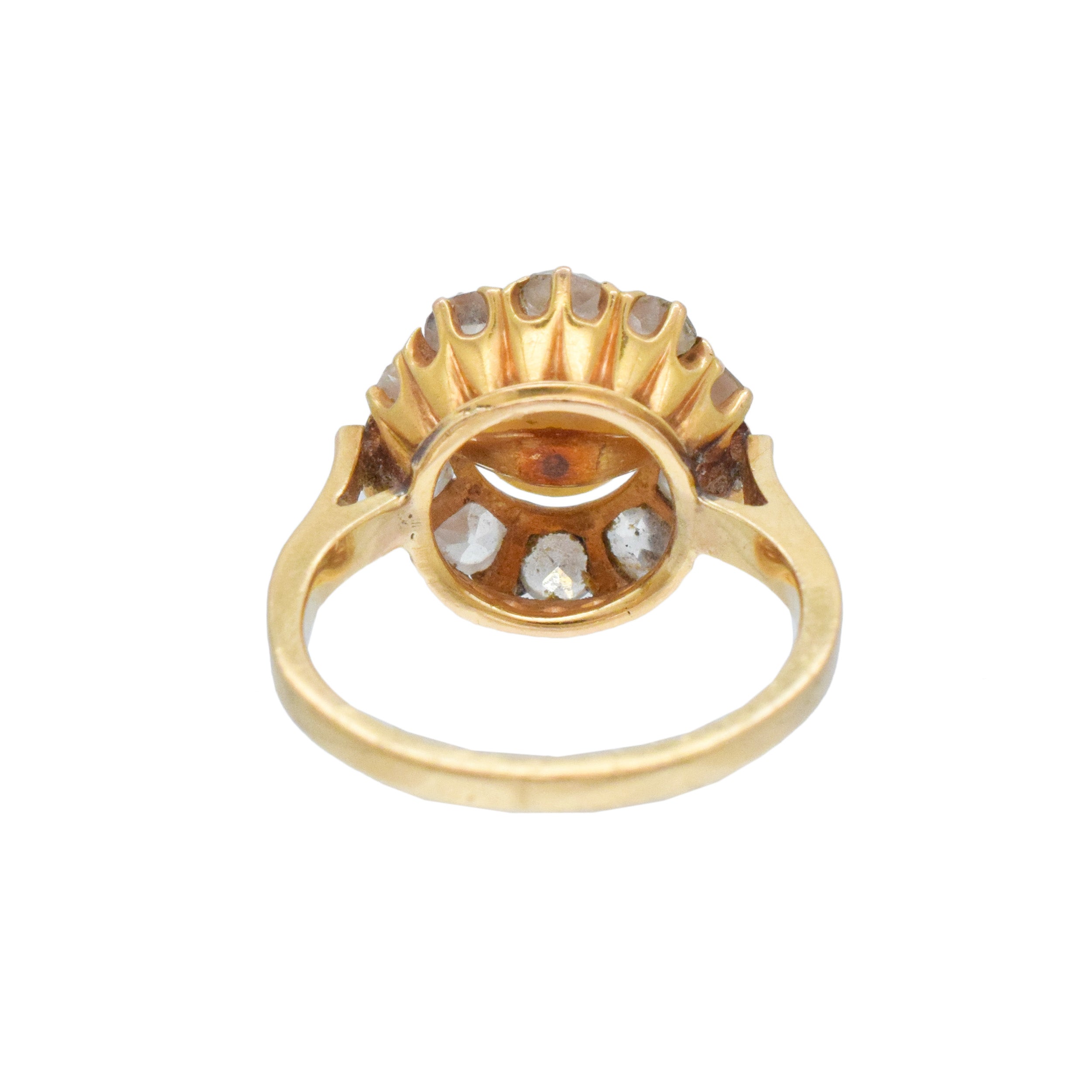 Victorian Natural Saltwater Pearl And Diamond Cocktail Ring In 14k & 18k Rose Gold