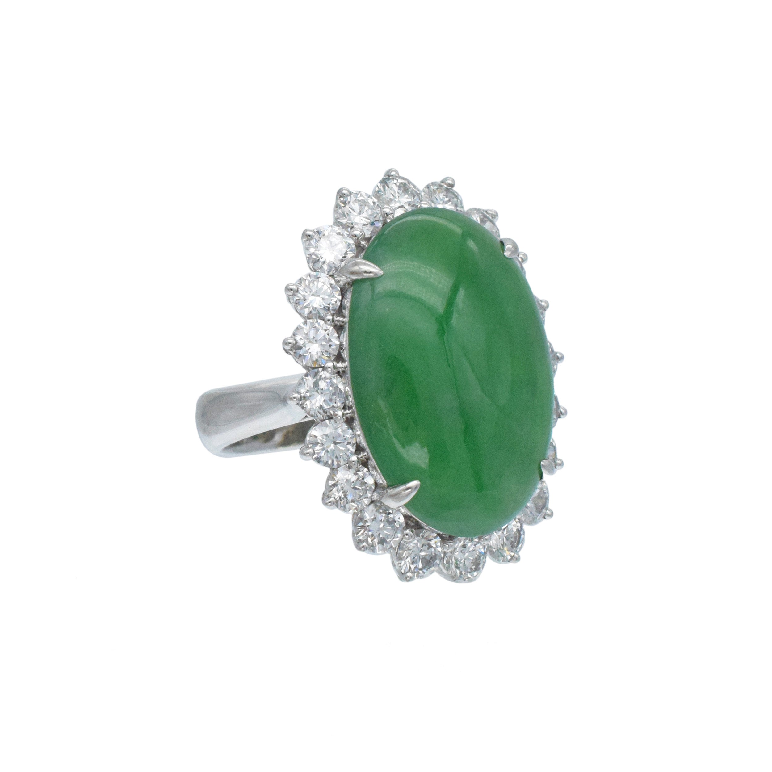 Jadeite Jade And Diamond Ring In Platinum