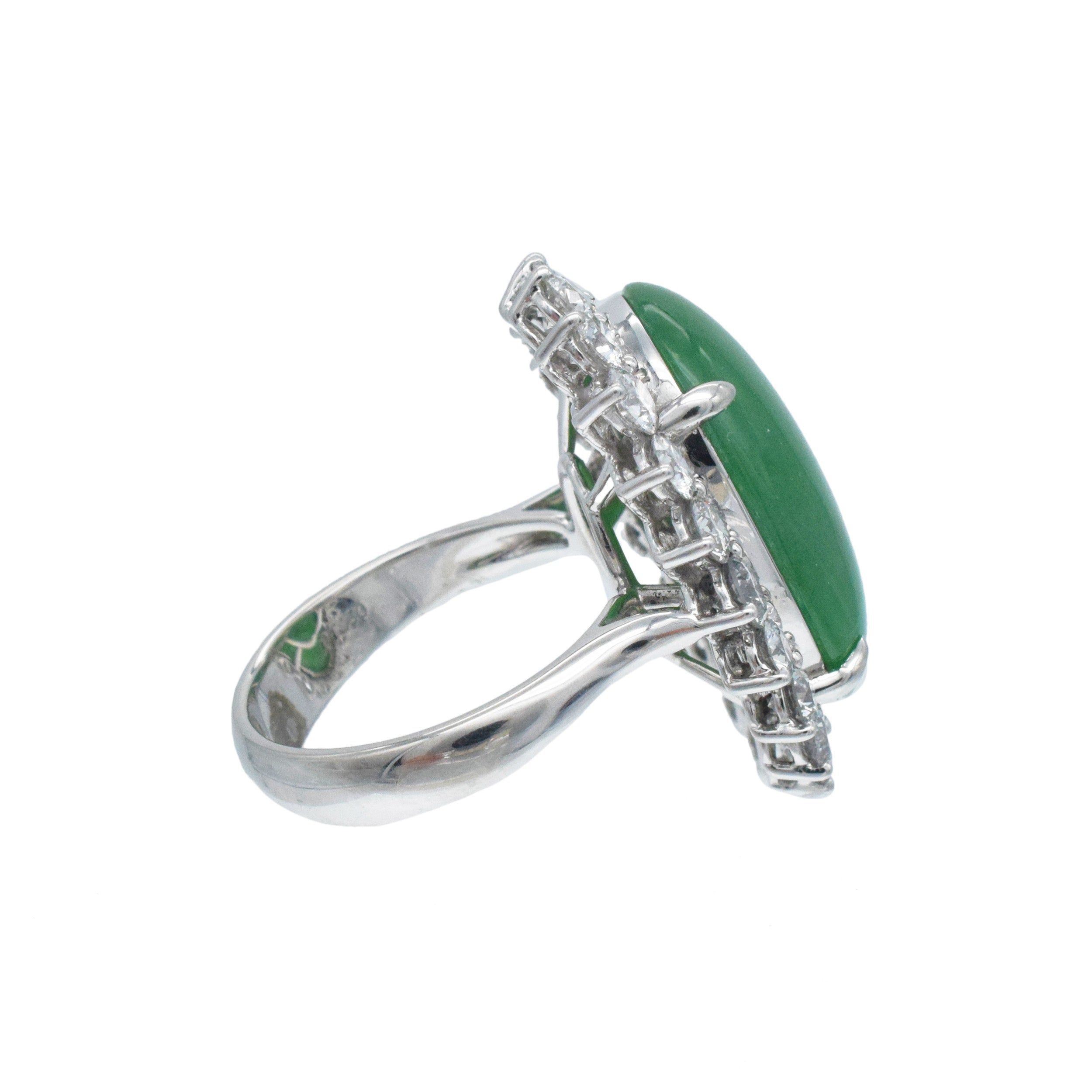 Jadeite Jade And Diamond Ring In Platinum