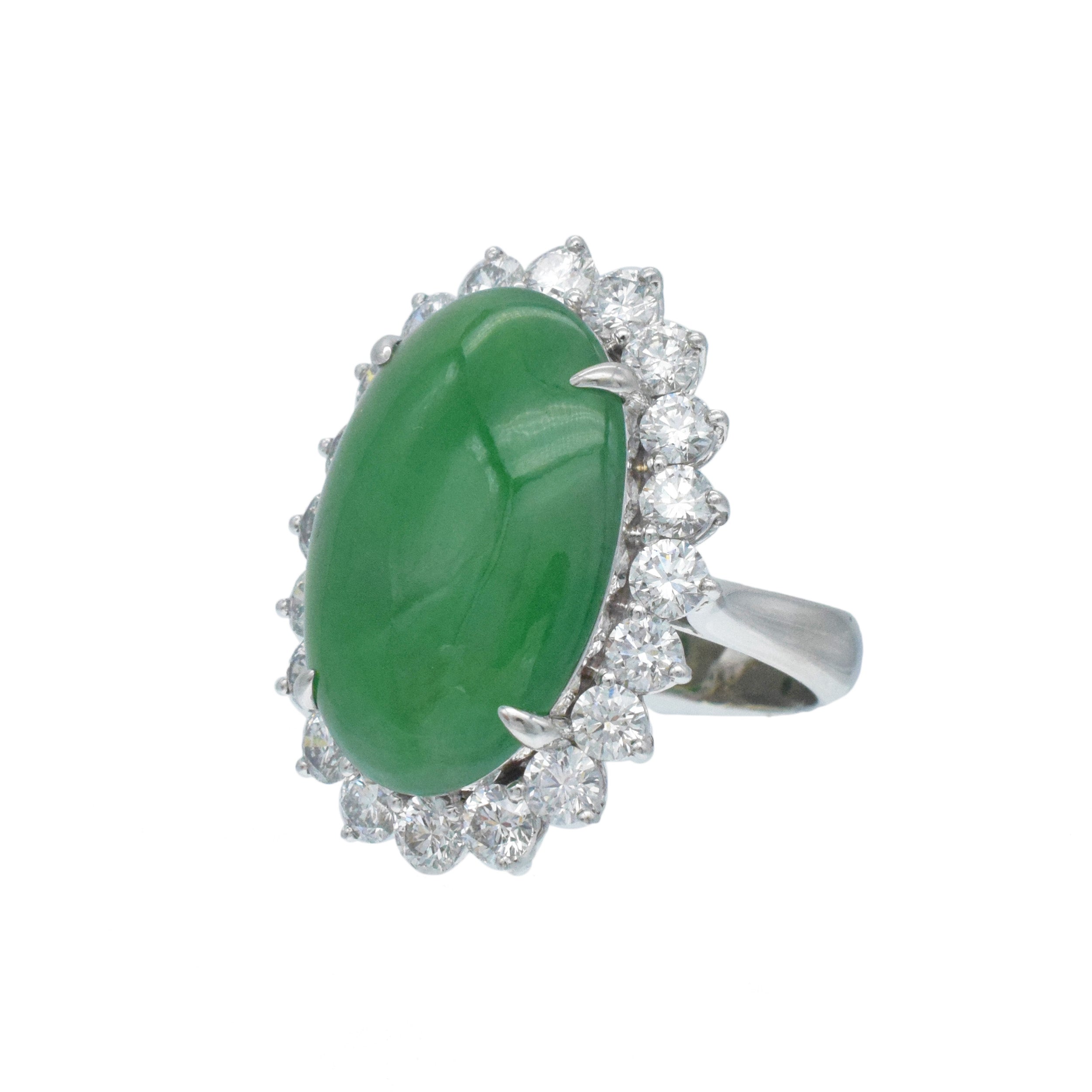 Jadeite Jade And Diamond Ring In Platinum