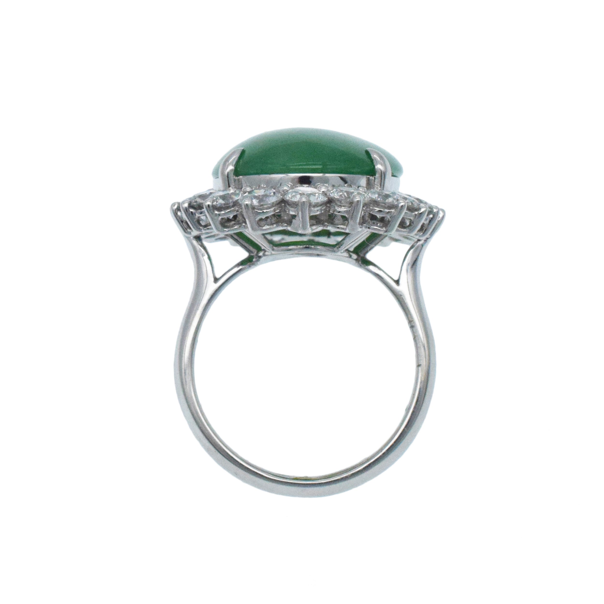 Jadeite Jade And Diamond Ring In Platinum