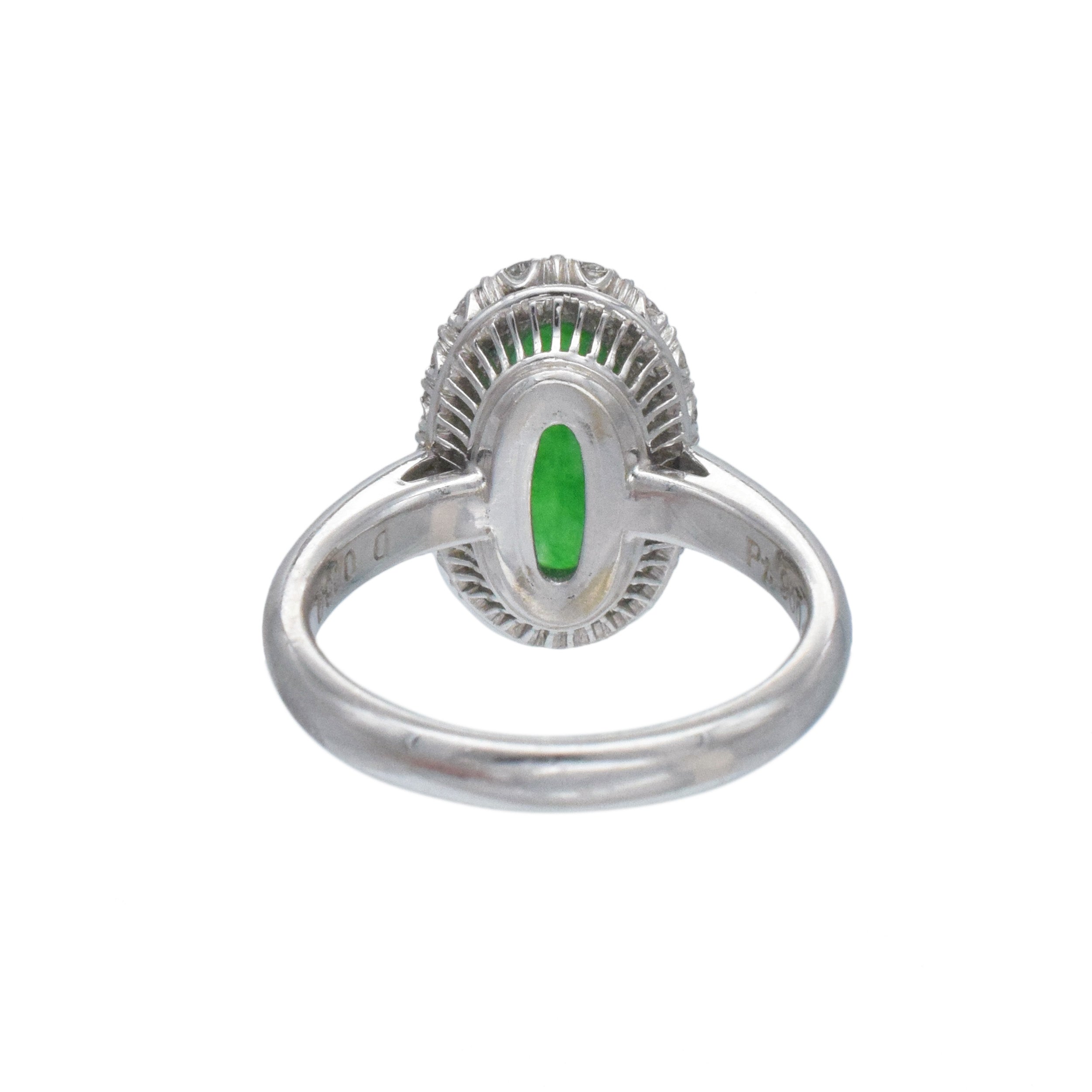 Jade And Diamond Ring In Platinum