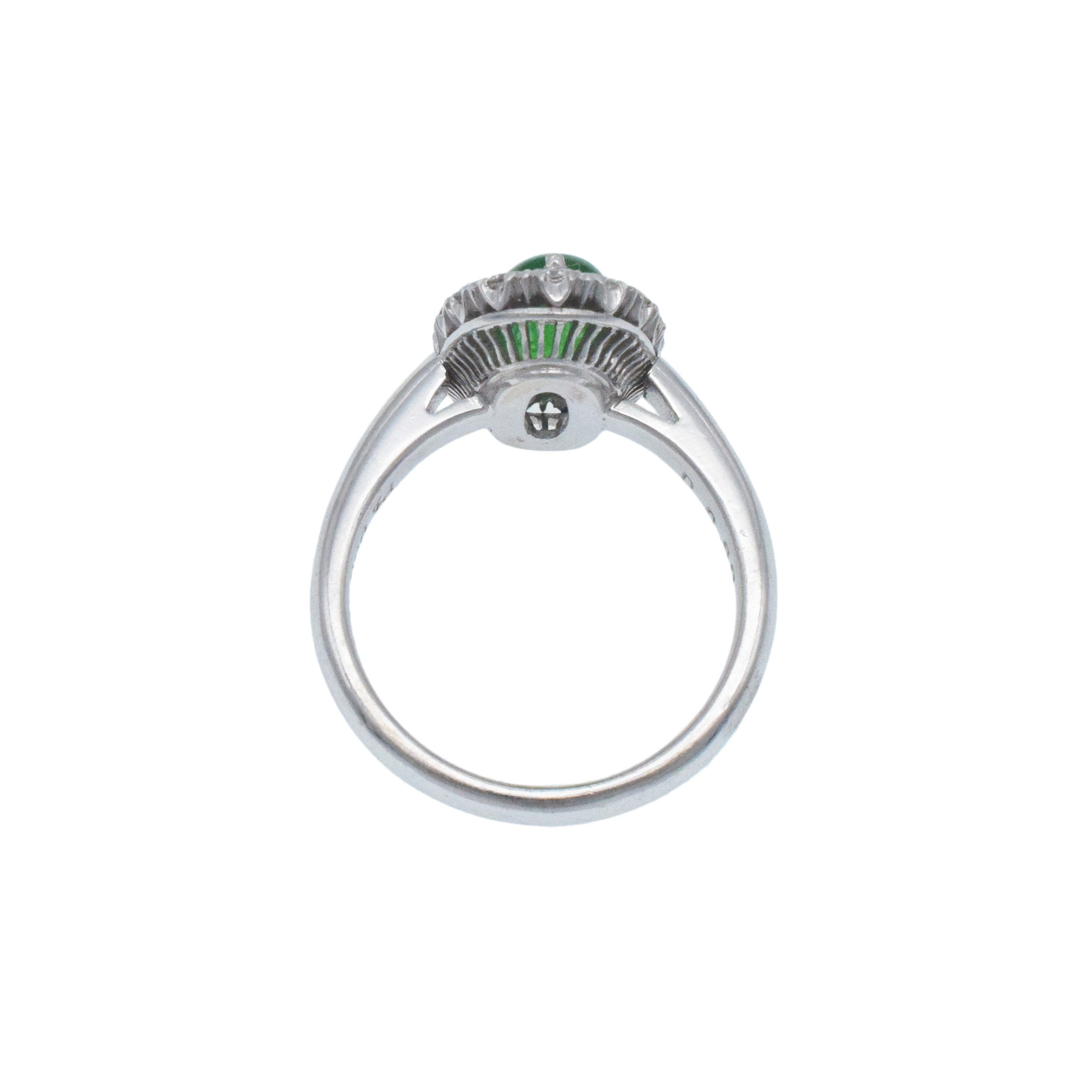Jade And Diamond Ring In Platinum