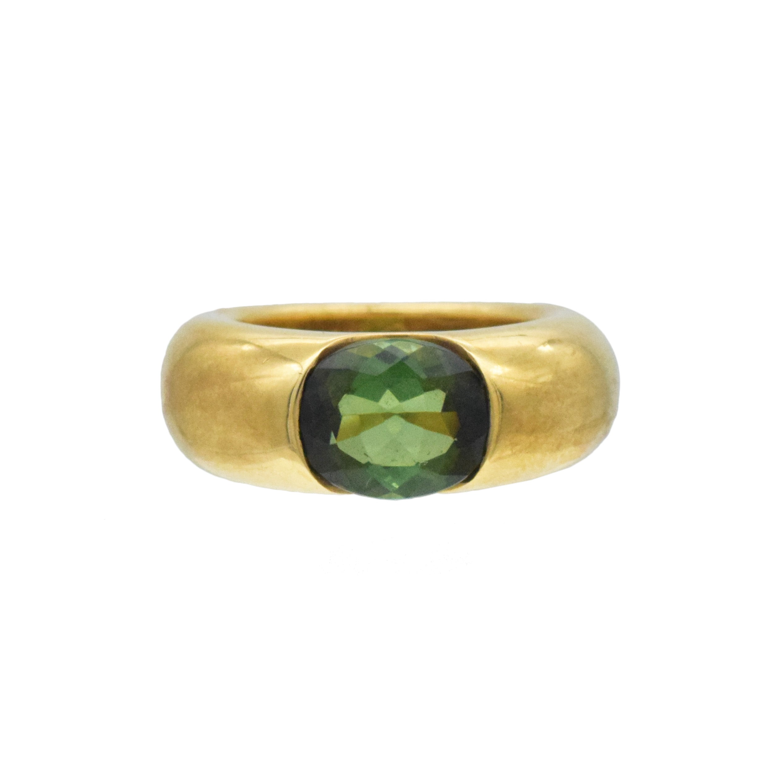Cartier Ellipse Green Tourmaline Ring In 18k Yellow Gold