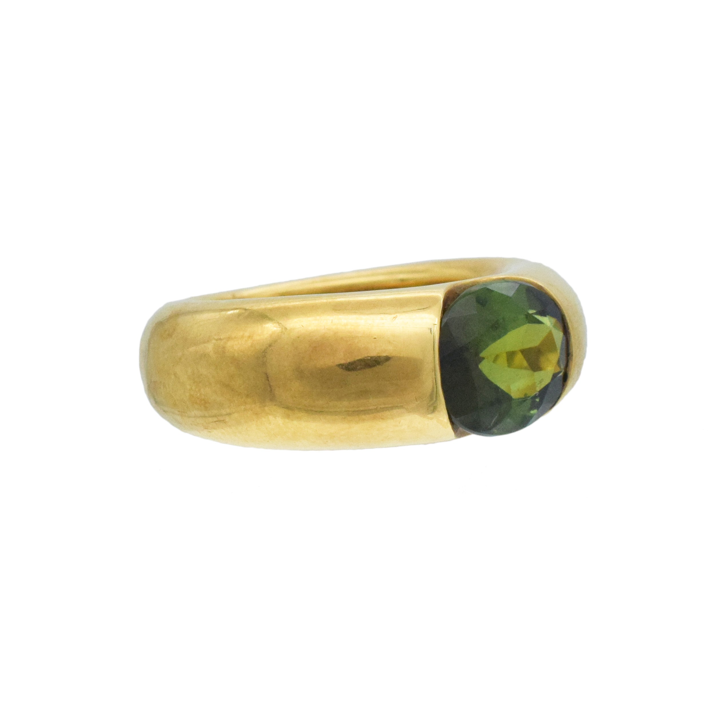 Cartier Ellipse Green Tourmaline Ring In 18k Yellow Gold