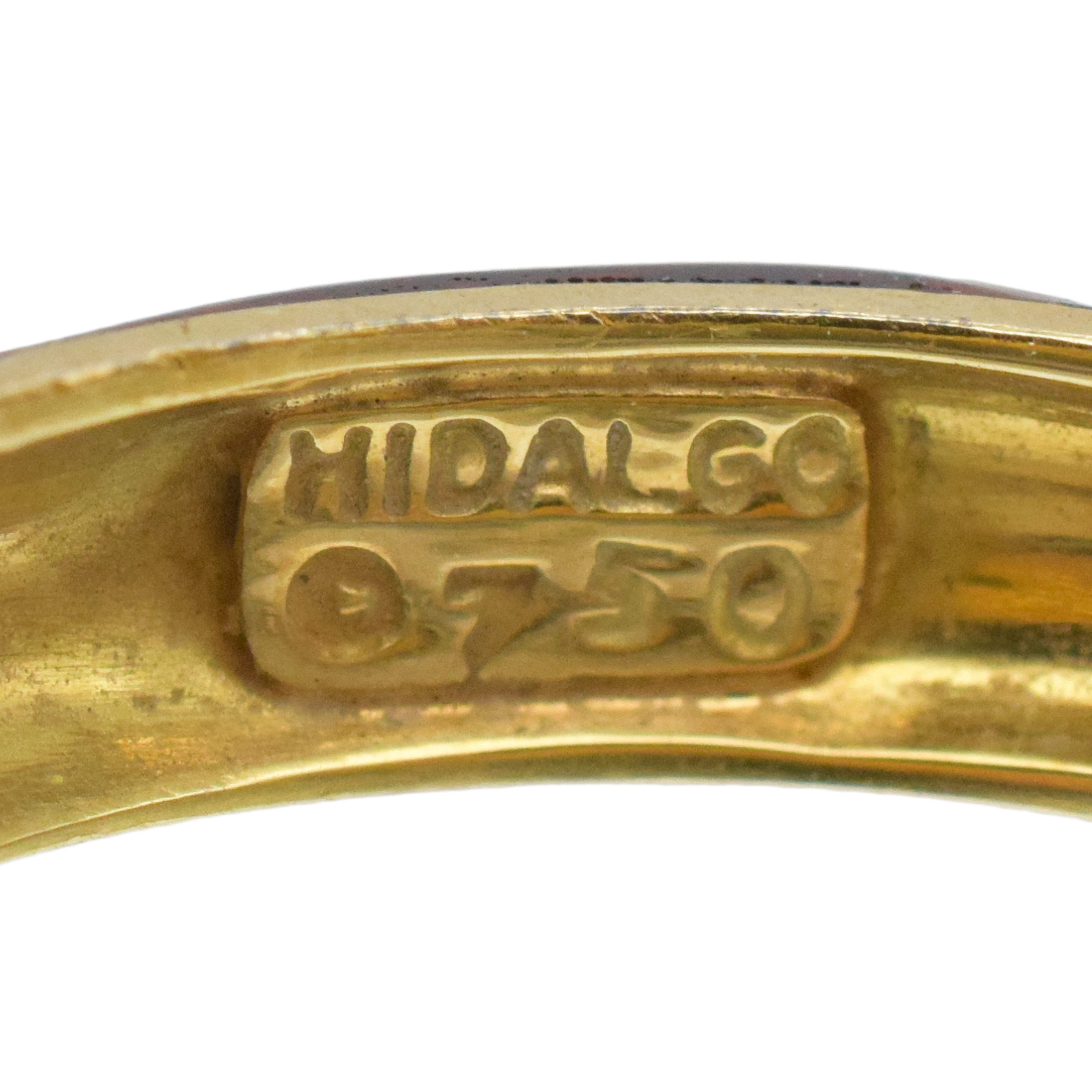 Hidalgo Diamond, Red And White Enamel Band In 18k Yellow Gold