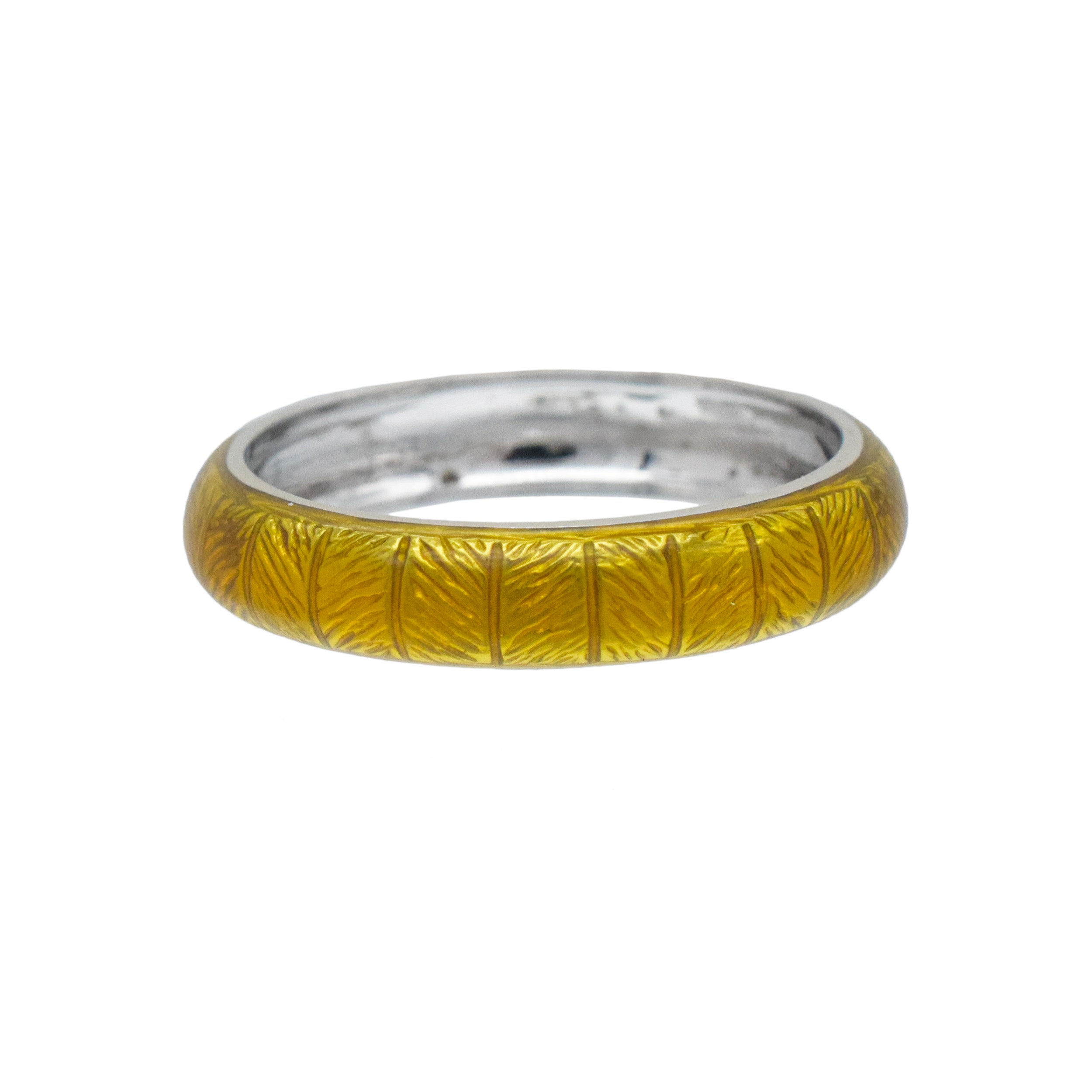 Hidalgo Yellow Enamel Band In 18k White Gold