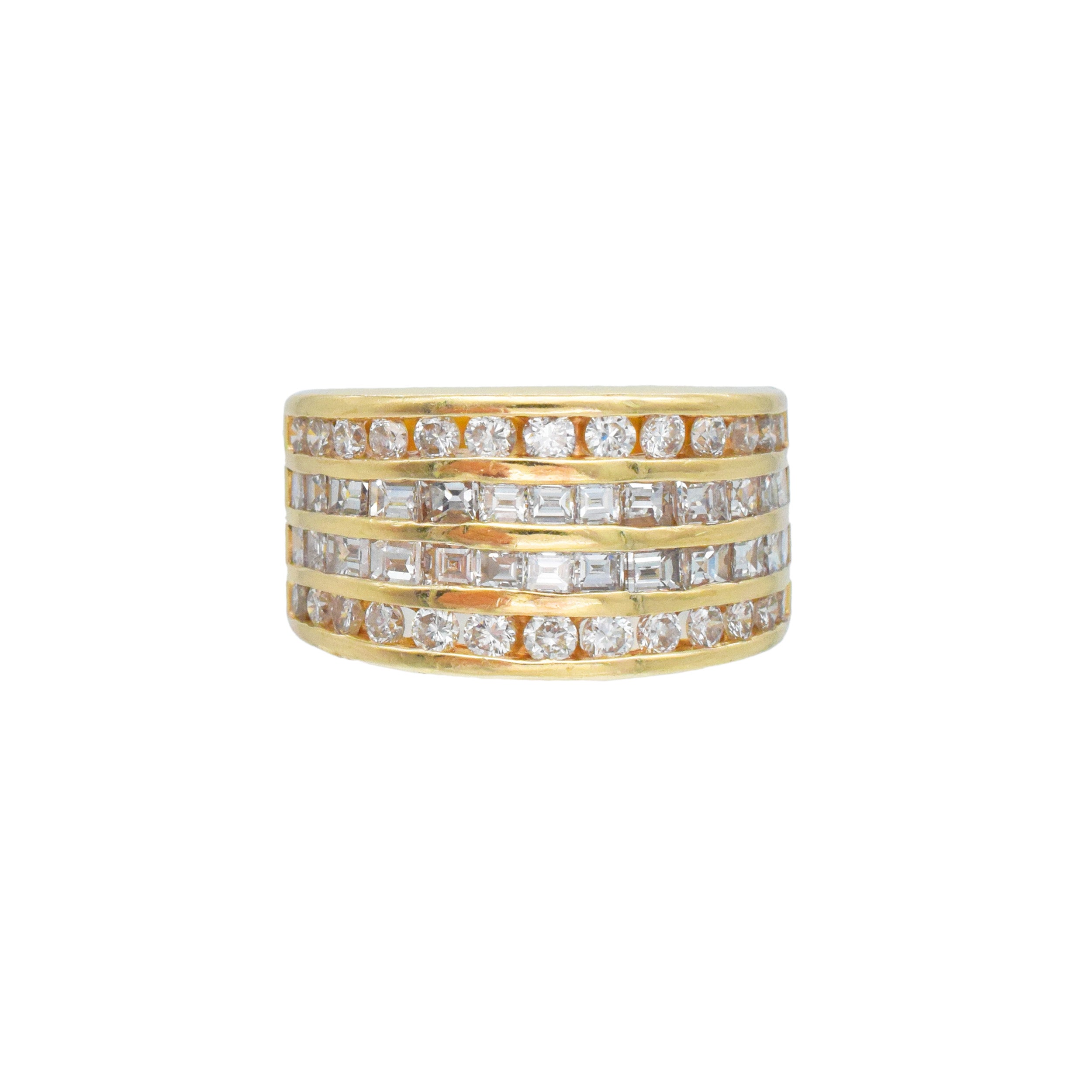 2.50ct Diamond Multi Row Wide Band In 14k Yellow Gold