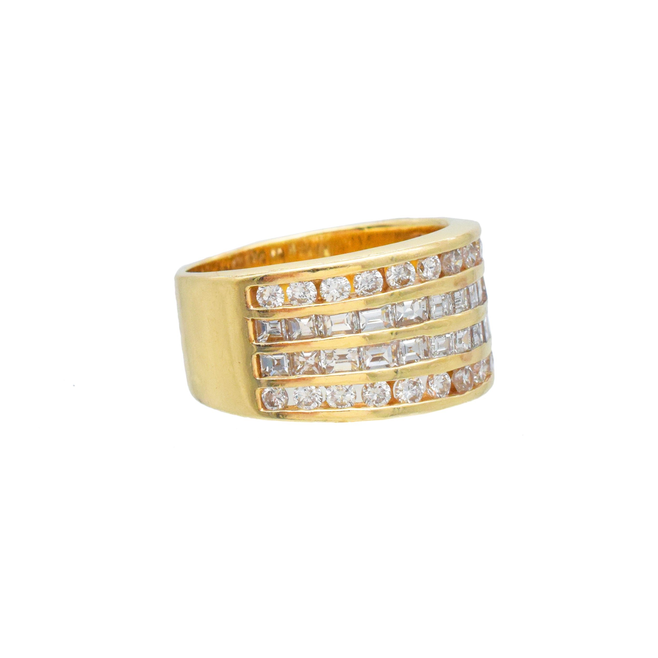 2.50ct Diamond Multi Row Wide Band In 14k Yellow Gold