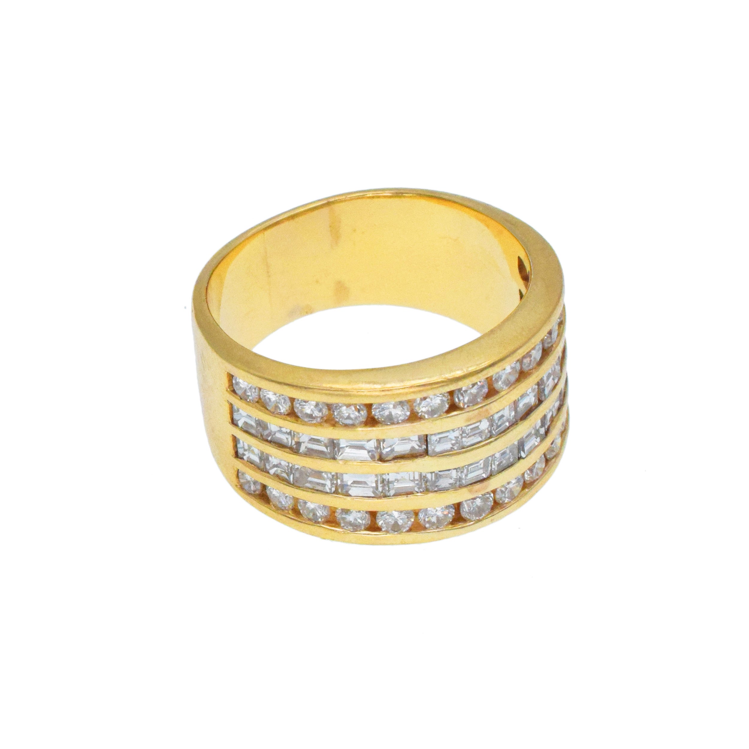 2.50ct Diamond Multi Row Wide Band In 14k Yellow Gold