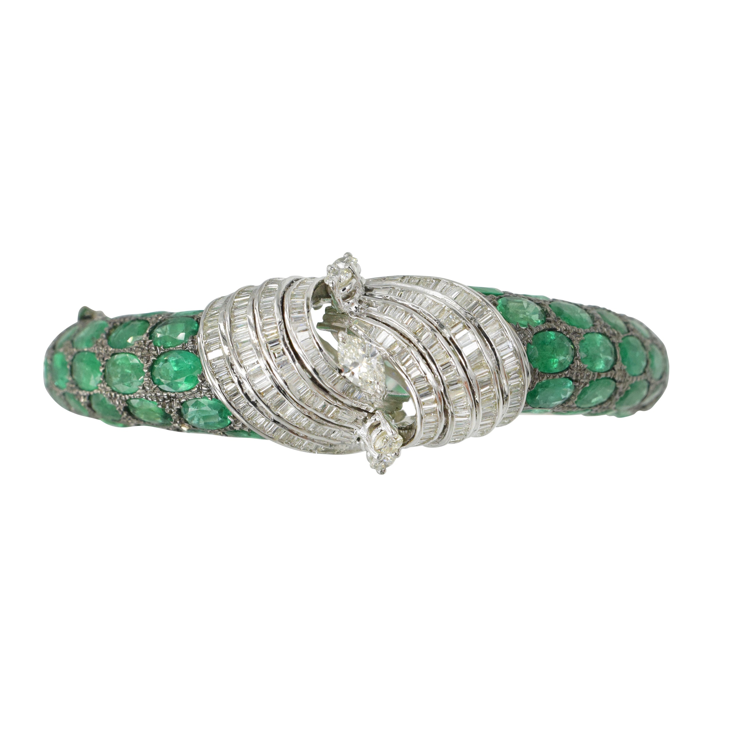 25ct Emerald & 3.10ct Diamond Bangle Bracelet
