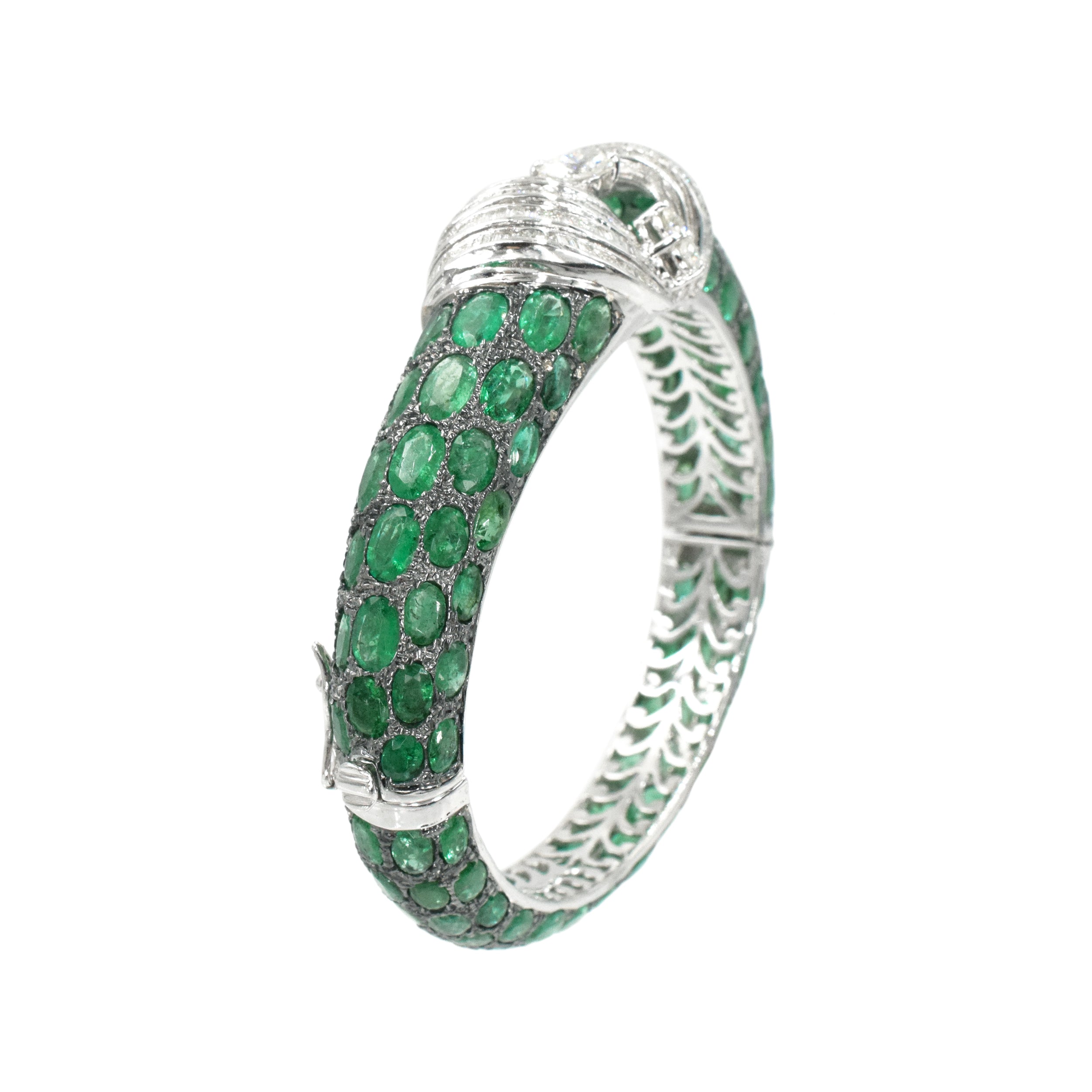 25ct Emerald & 3.10ct Diamond Bangle Bracelet