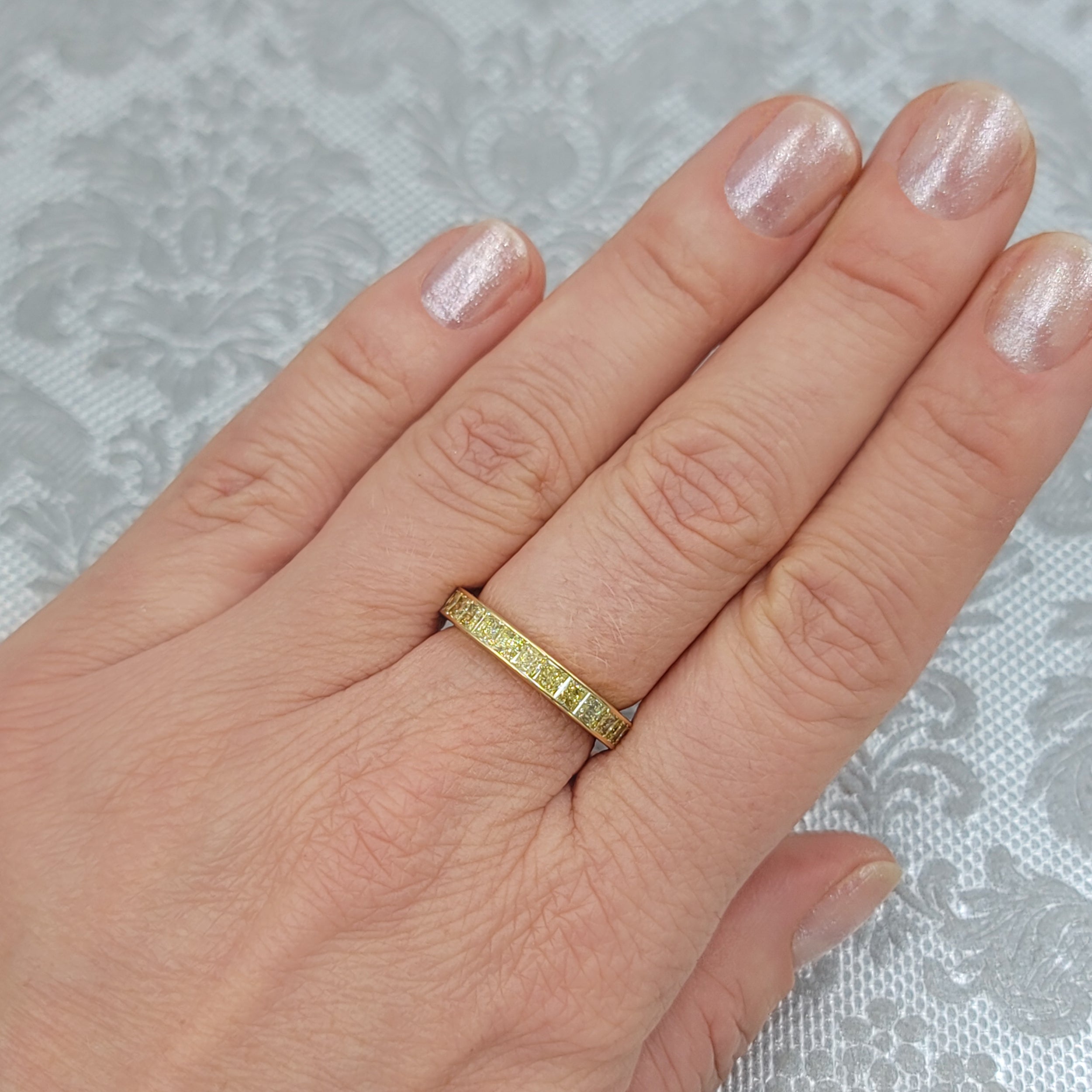 3.00ct Natural Fancy Yellow Princess Cut Diamond Eternity Band