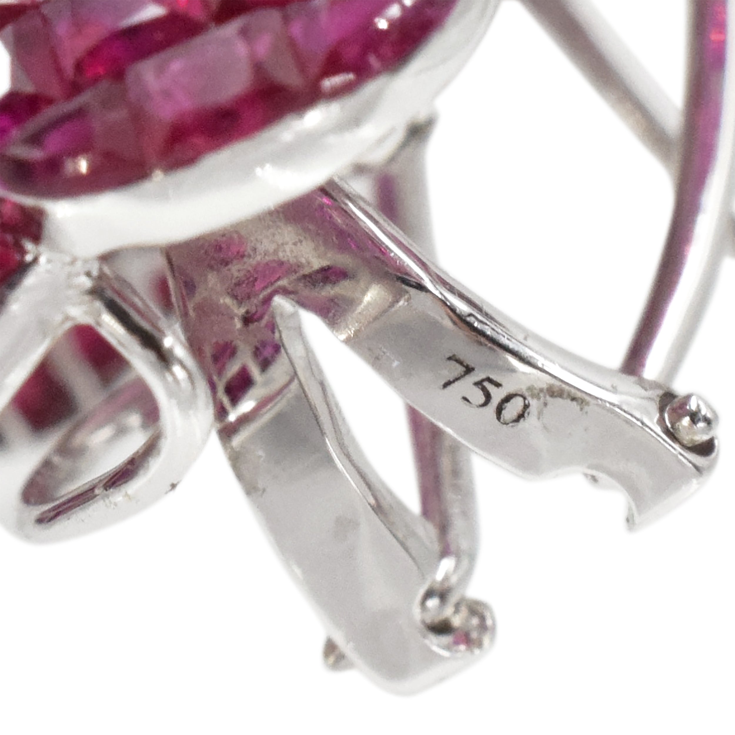 43.09ct Invisibly Set Ruby & Diamond Flower Earrings