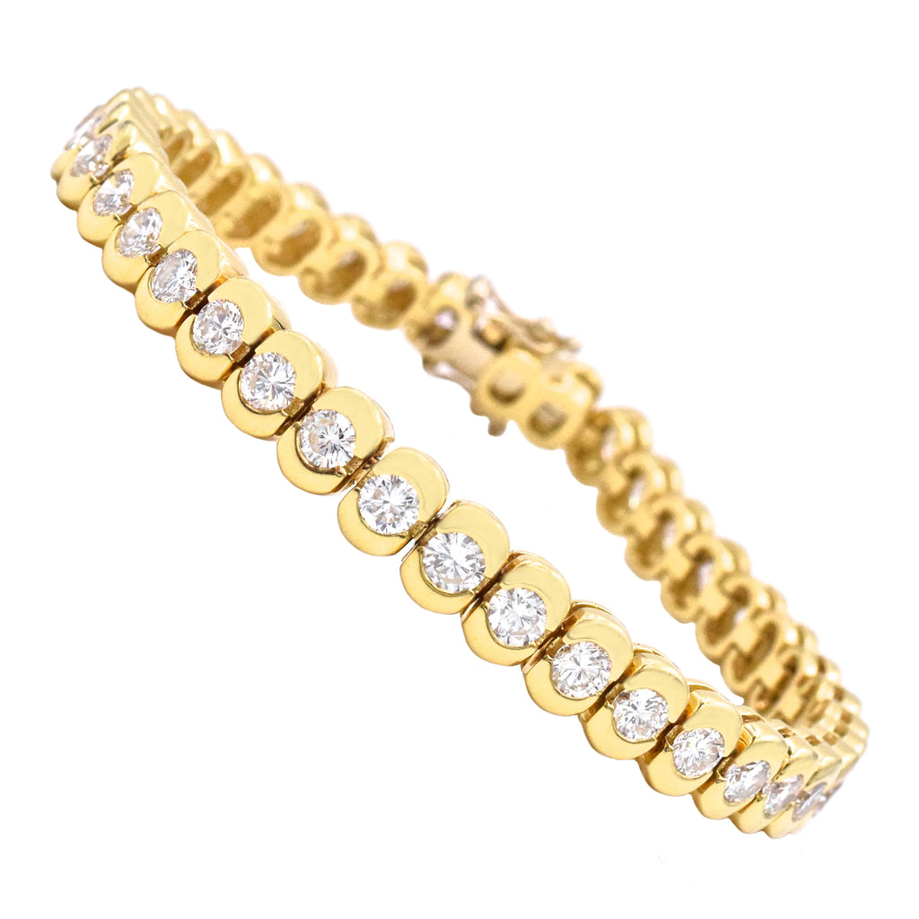 Classic Large Brilliant Tennis Bracelet Finished in 18kt Yellow Gold - Crislu 7 / 18kt Yellow Gold