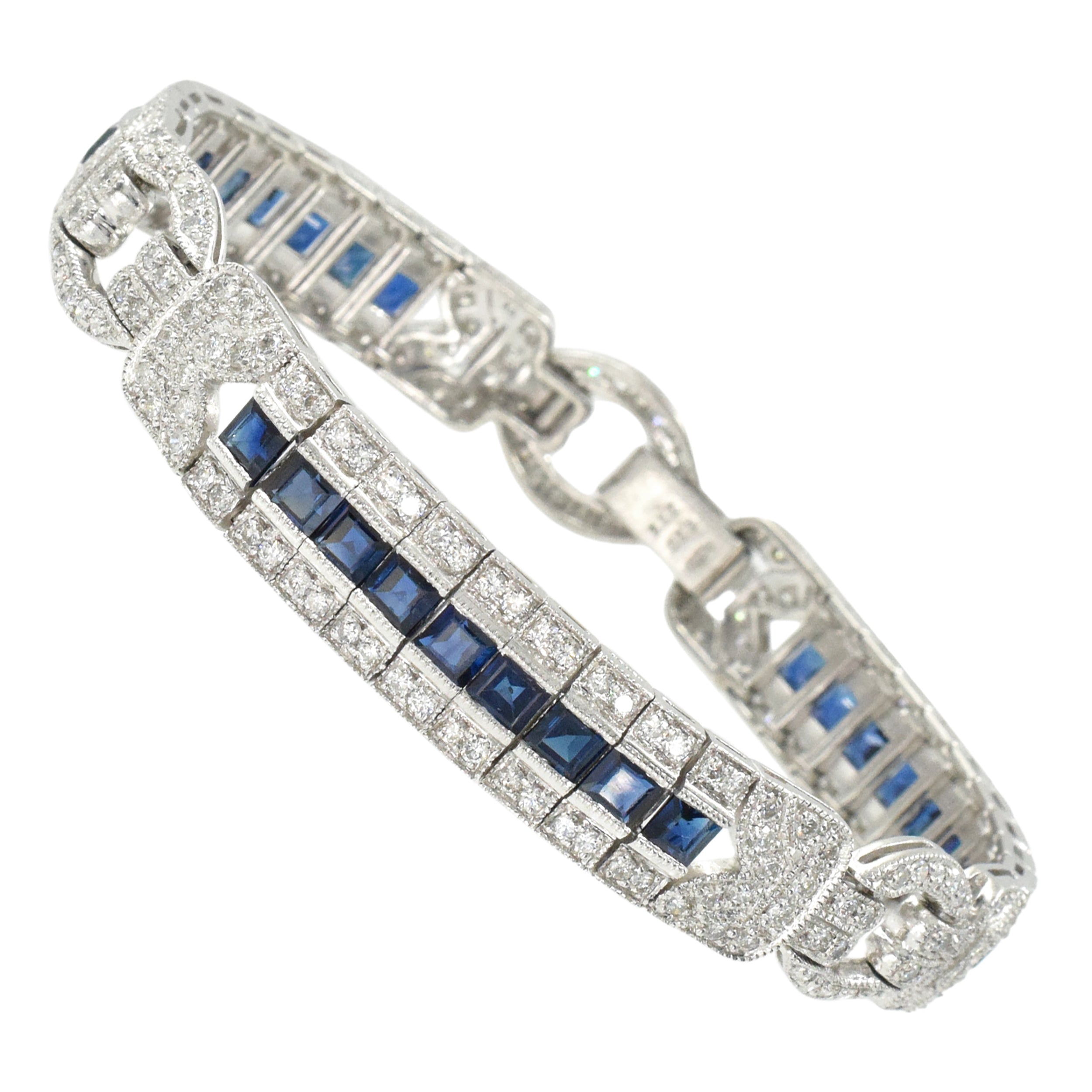 8.30ct Sapphire & 3.12ct Diamond Bracelet in Platinum